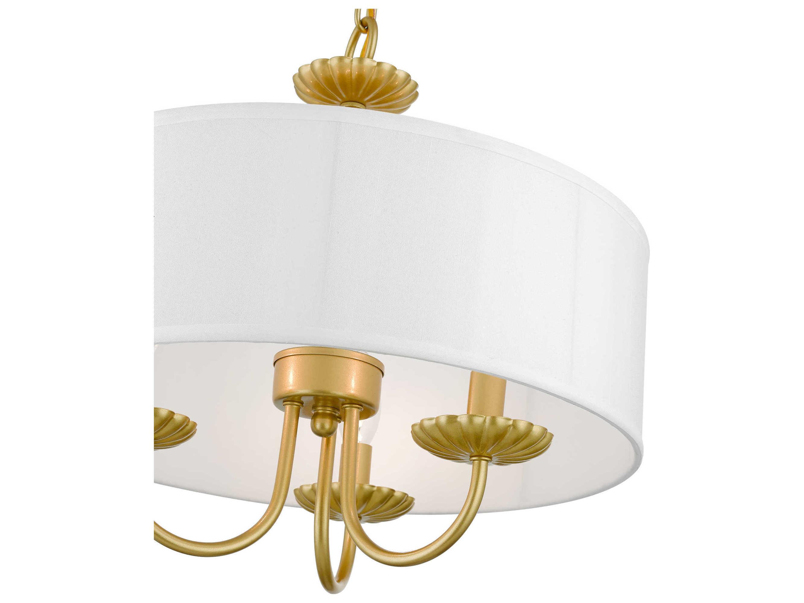 Livex Lighting Brookdale 3-Light Soft Gold Drum Chandelier