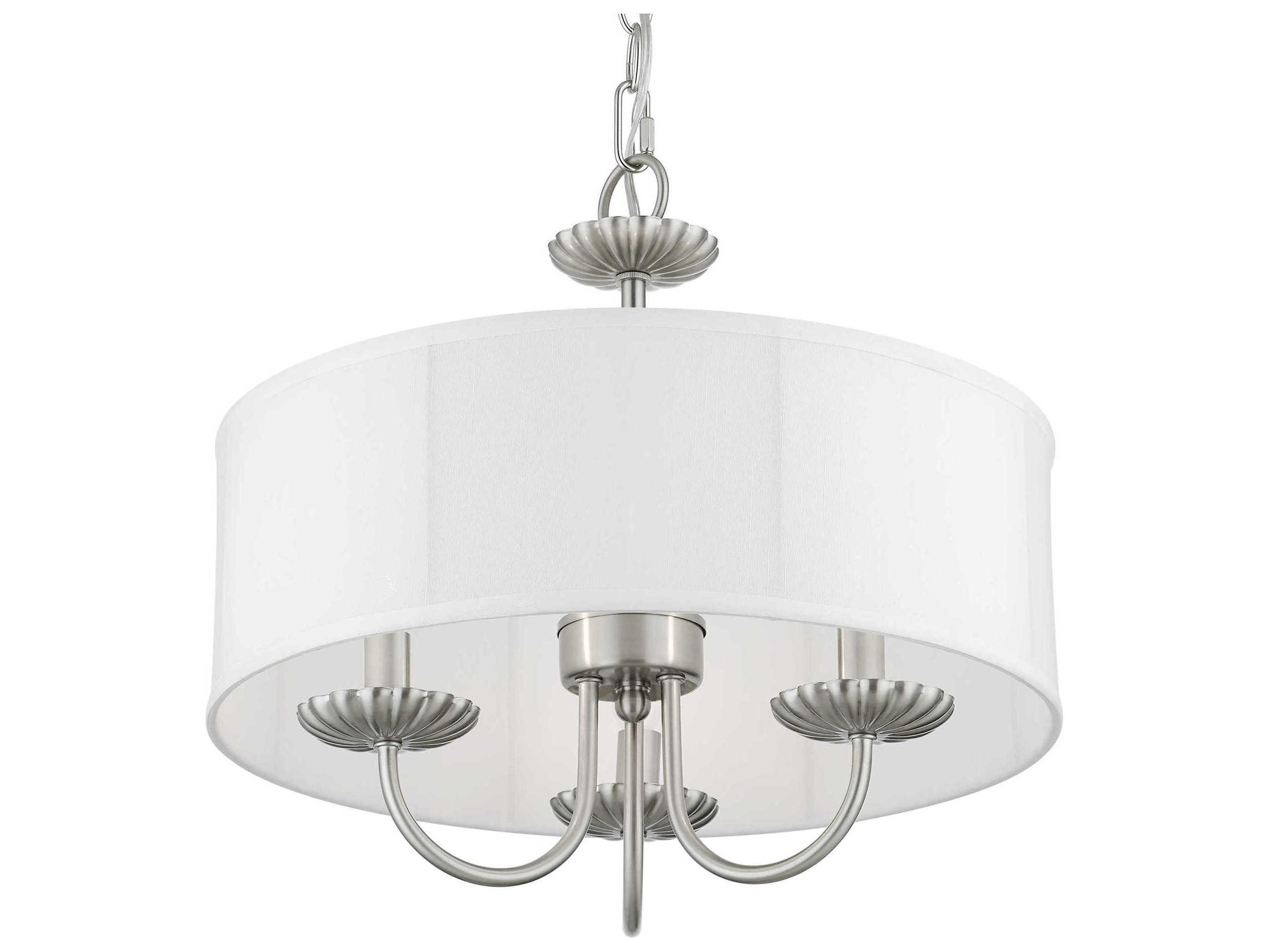 Livex Lighting Brookdale 3-Light Brushed Nickel Drum Chandelier