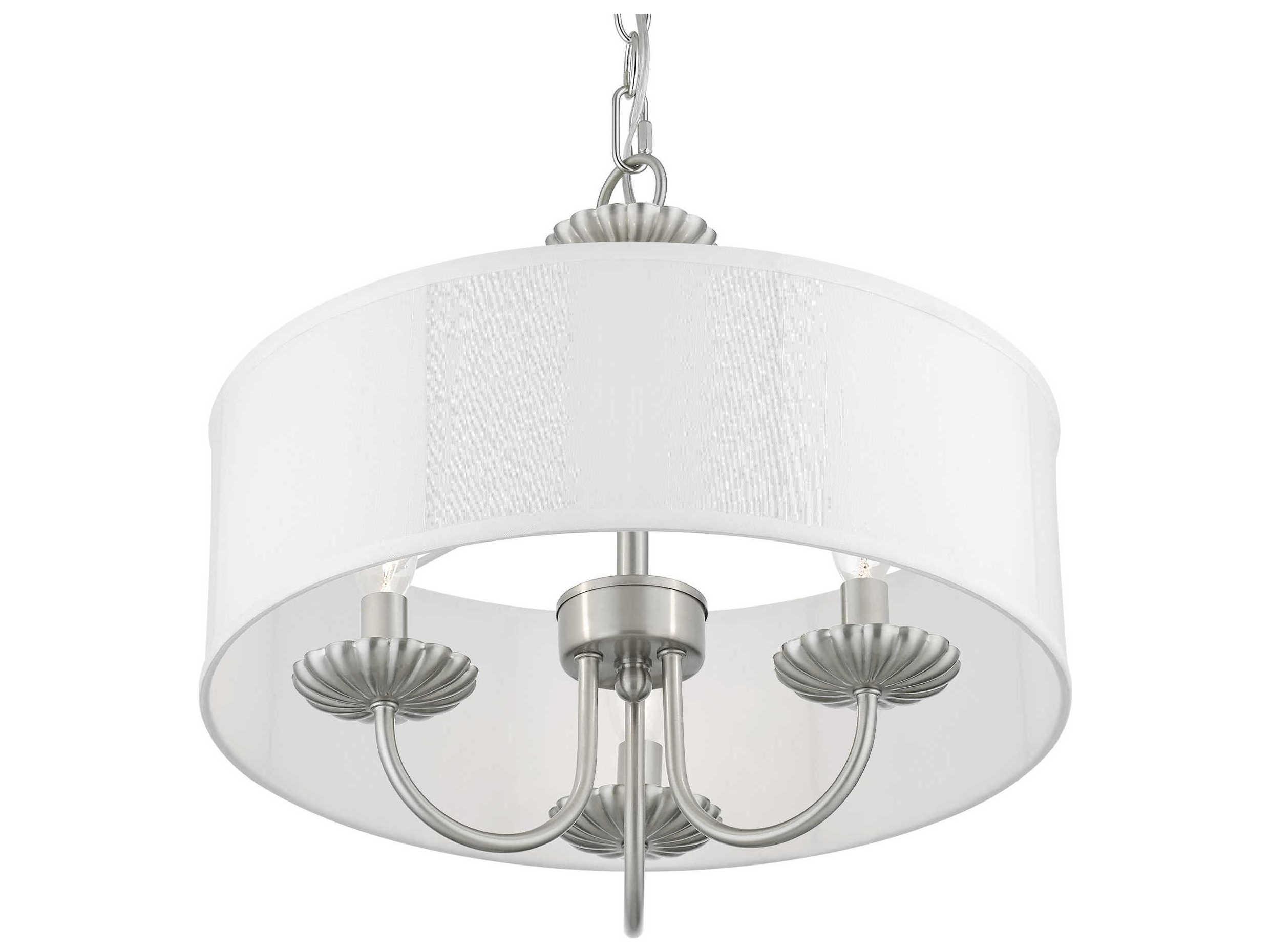Livex Lighting Brookdale 3-Light Brushed Nickel Drum Chandelier