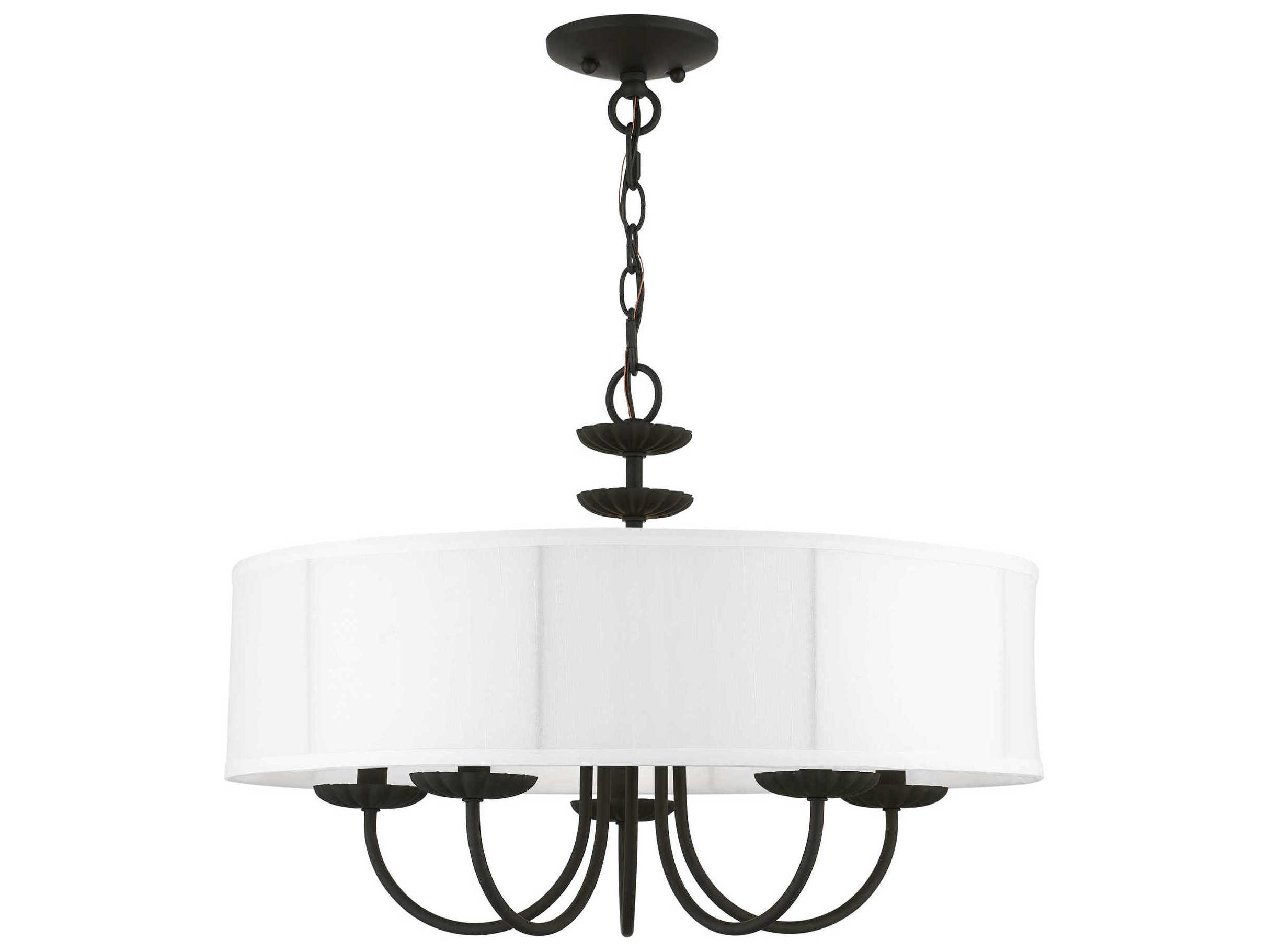 Livex Lighting Brookdale 5-Light Black White Drum Chandelier