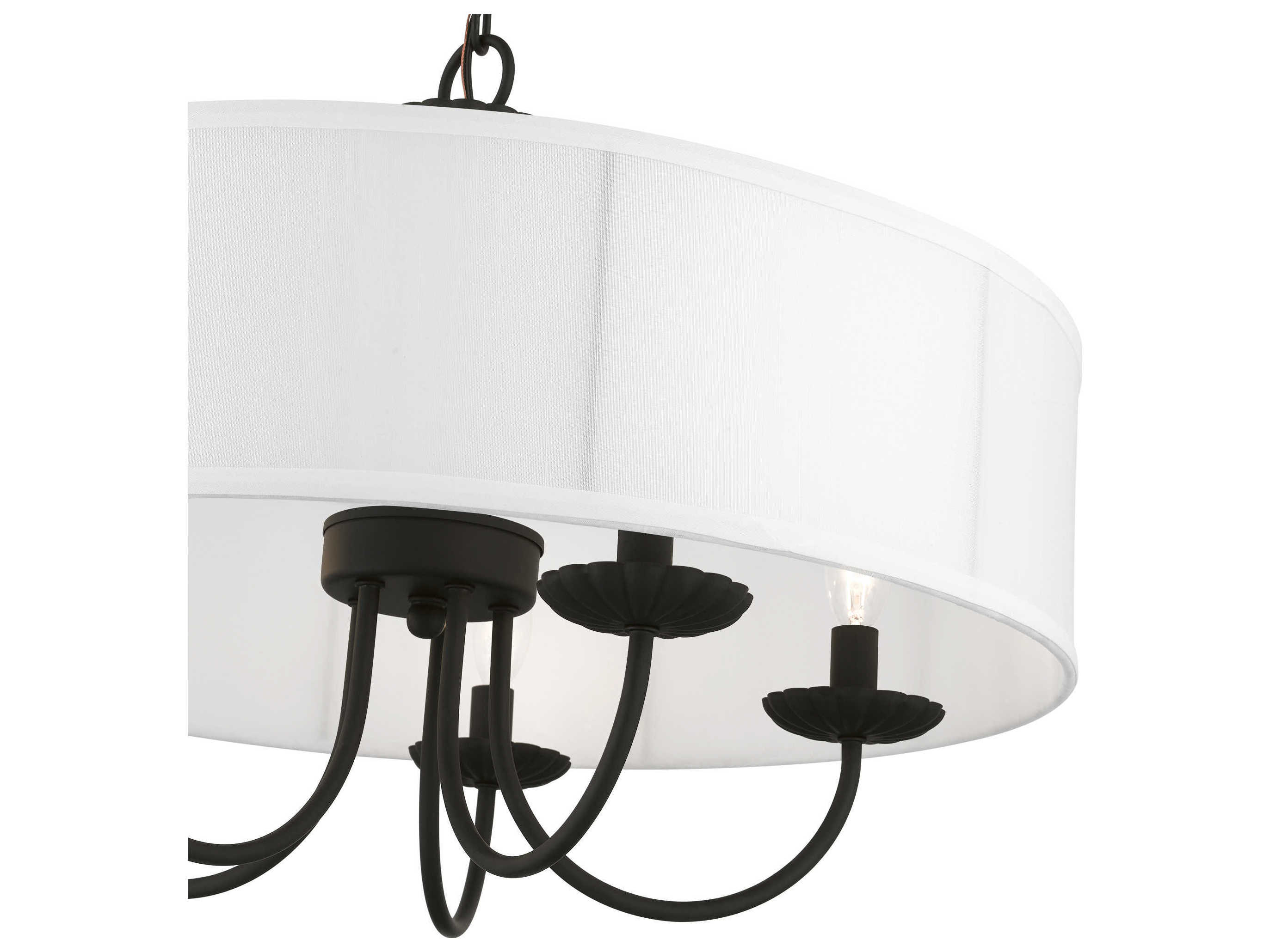 Livex Lighting Brookdale 5-Light Black White Drum Chandelier