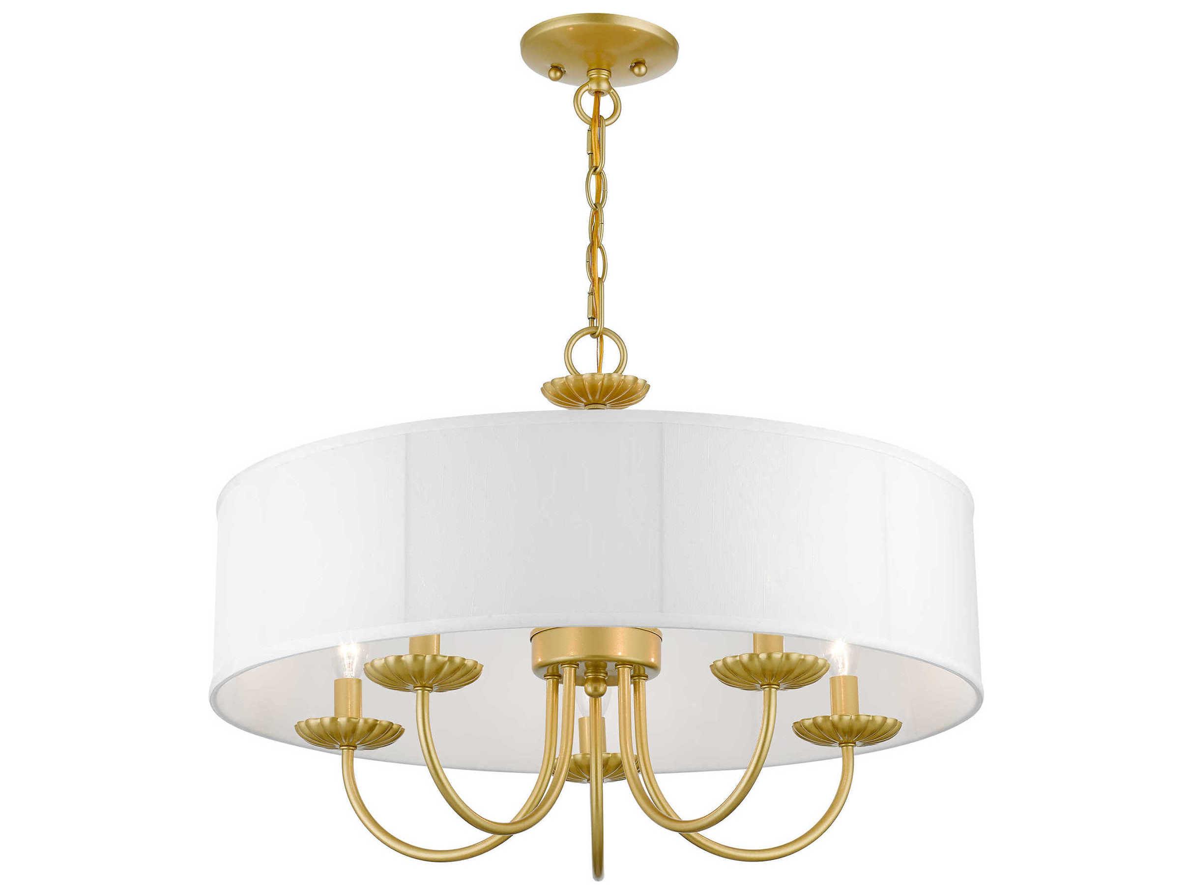 Livex Lighting Brookdale 5-Light Soft Gold Drum Chandelier