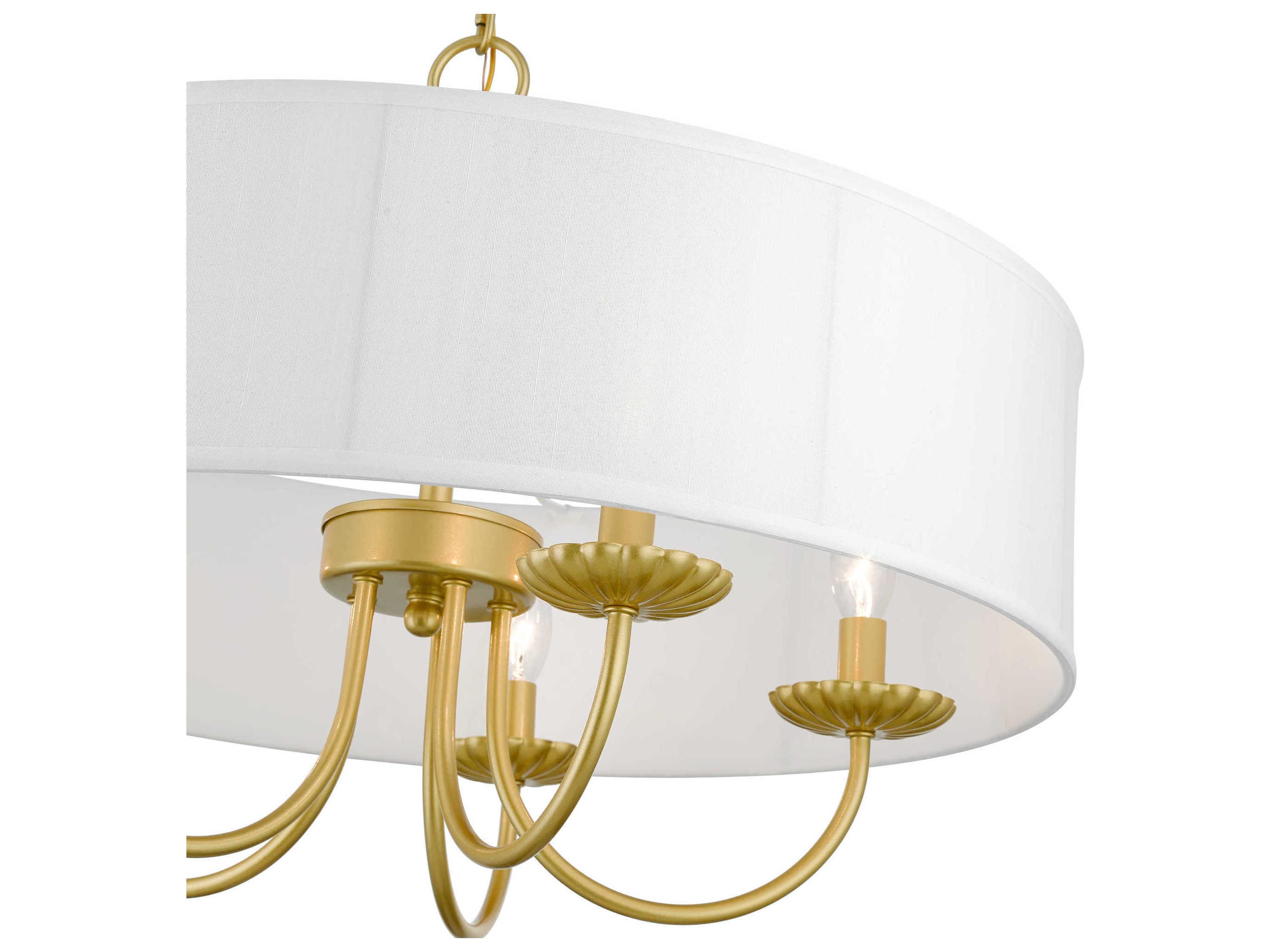 Livex Lighting Brookdale 5-Light Soft Gold Drum Chandelier