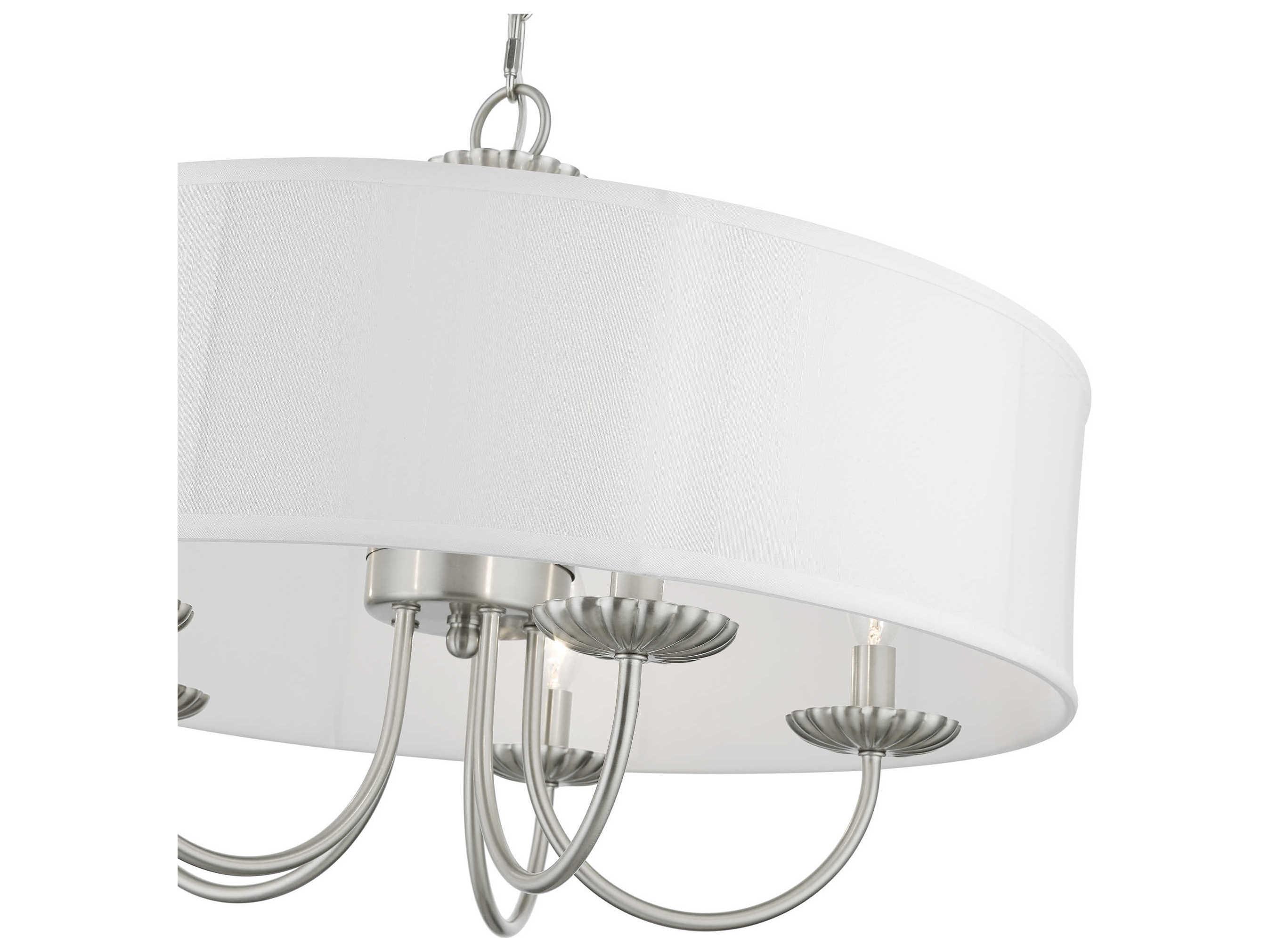 Livex Lighting Brookdale 5-Light Brushed Nickel White Drum Chandelier