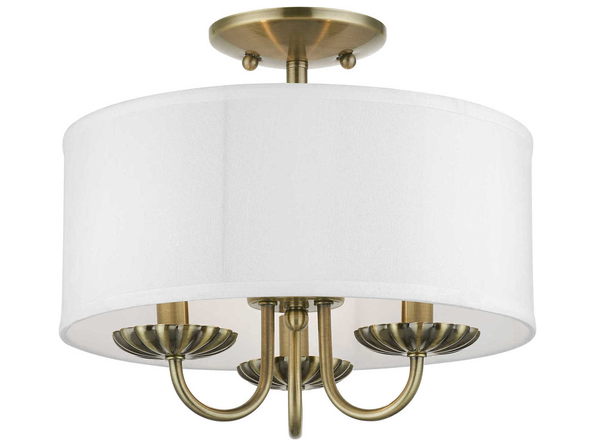 Livex Lighting Brookdale 3-Light Antique Brass Drum Semi Flush Mount