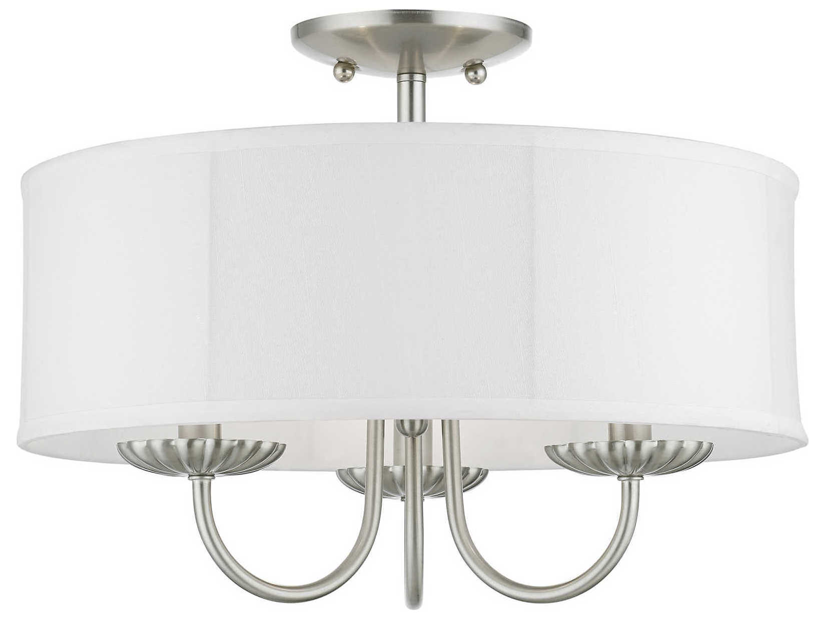 Livex Lighting Brookdale 3-Light Brushed Nickel Drum Semi Flush Mount