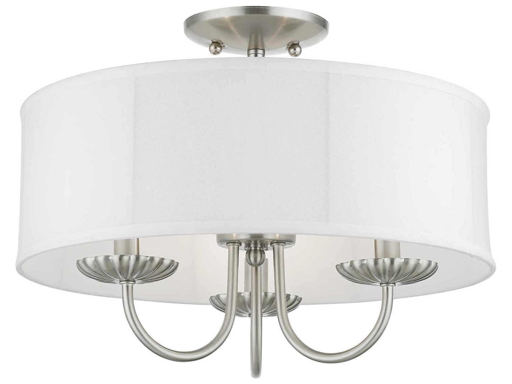 Livex Lighting Brookdale 3-Light Brushed Nickel Drum Semi Flush Mount