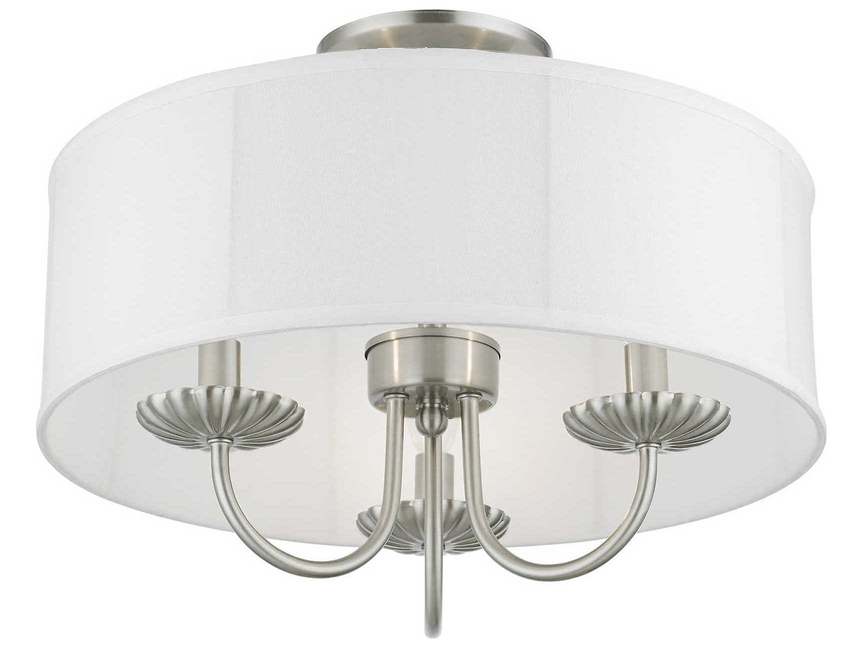 Livex Lighting Brookdale 3-Light Brushed Nickel Drum Semi Flush Mount