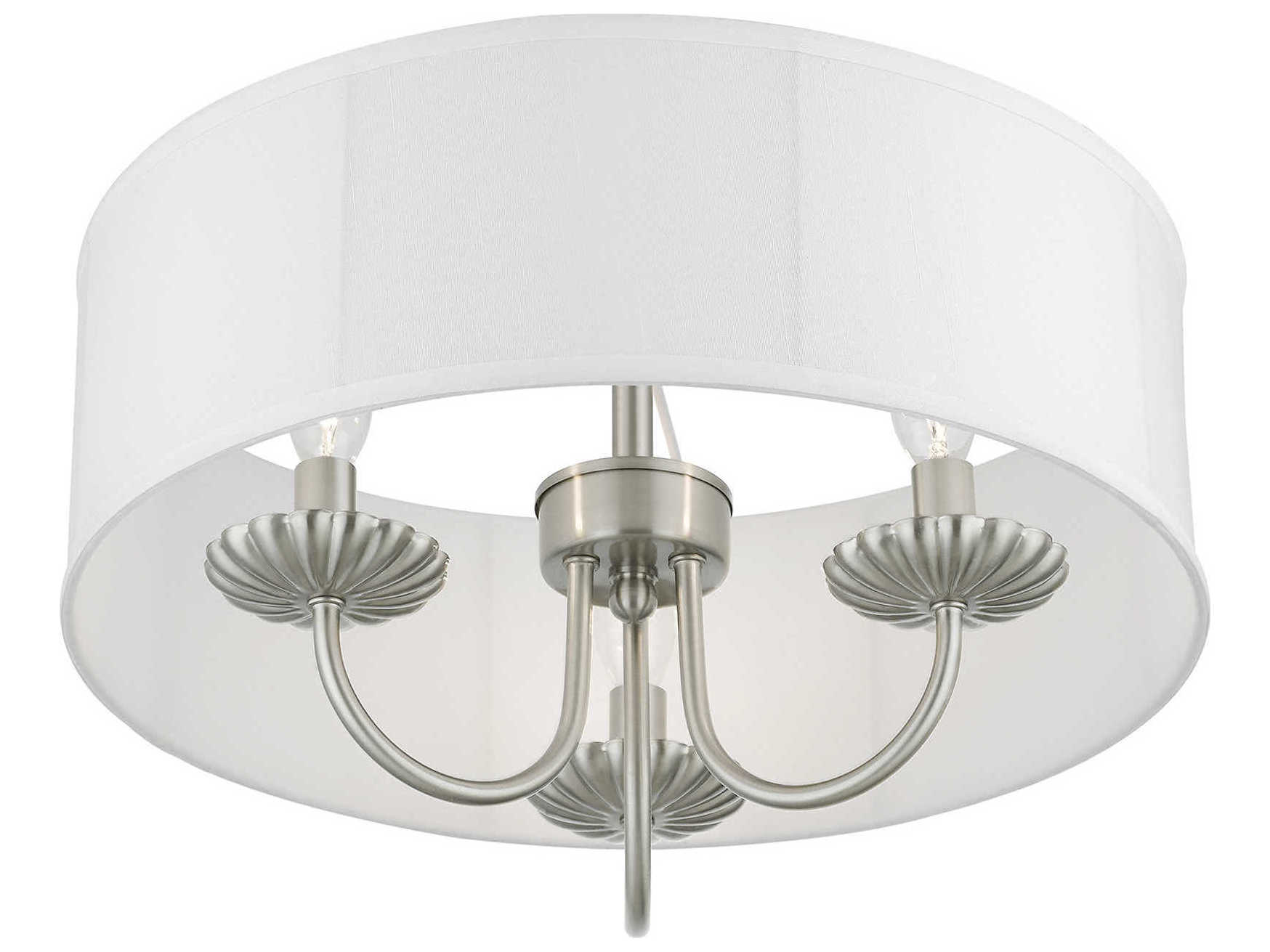 Livex Lighting Brookdale 3-Light Brushed Nickel Drum Semi Flush Mount