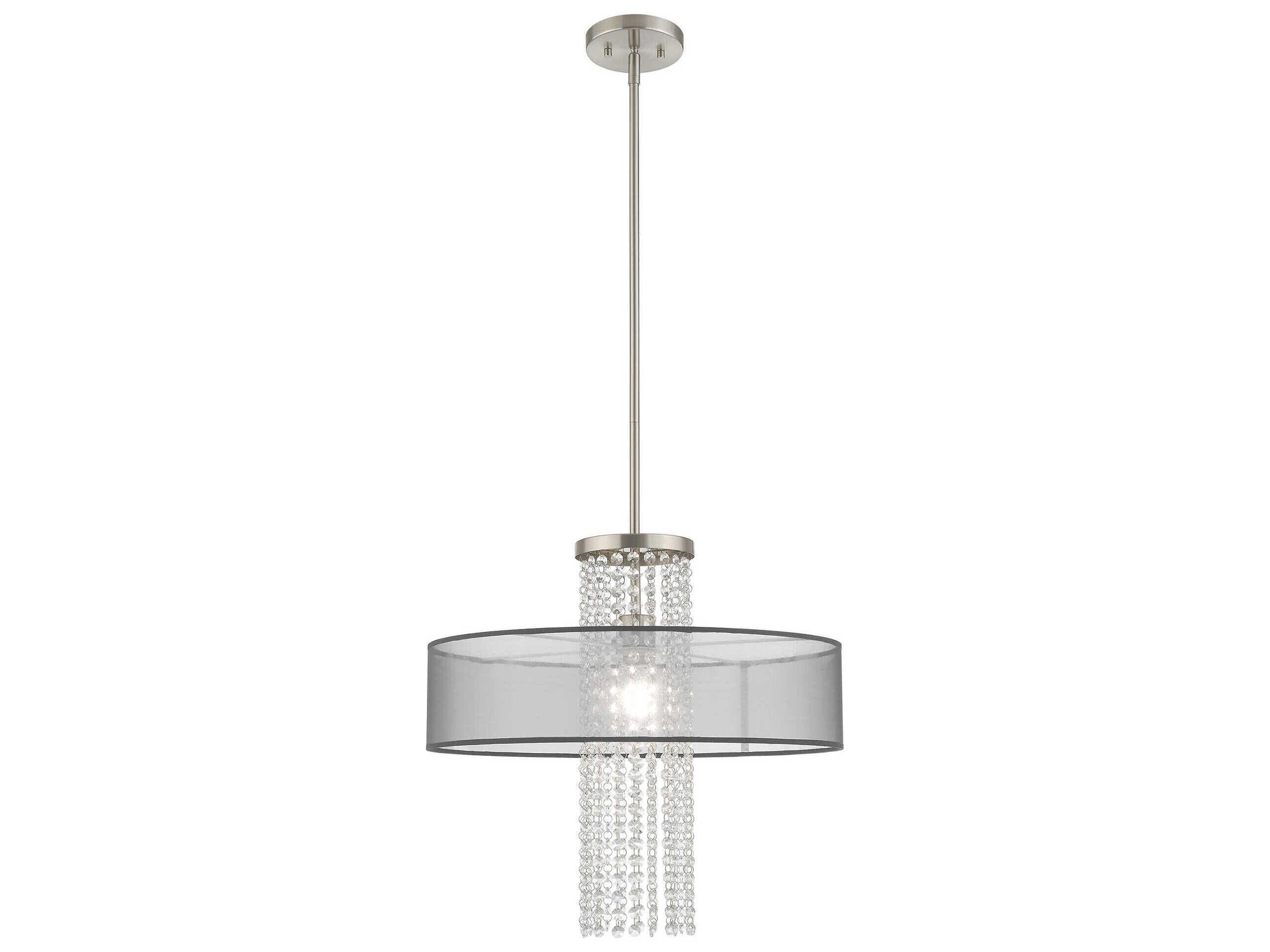Livex Lighting Bella Vista 1-Light Brushed Nickel Clear Crystal Drum Pendant