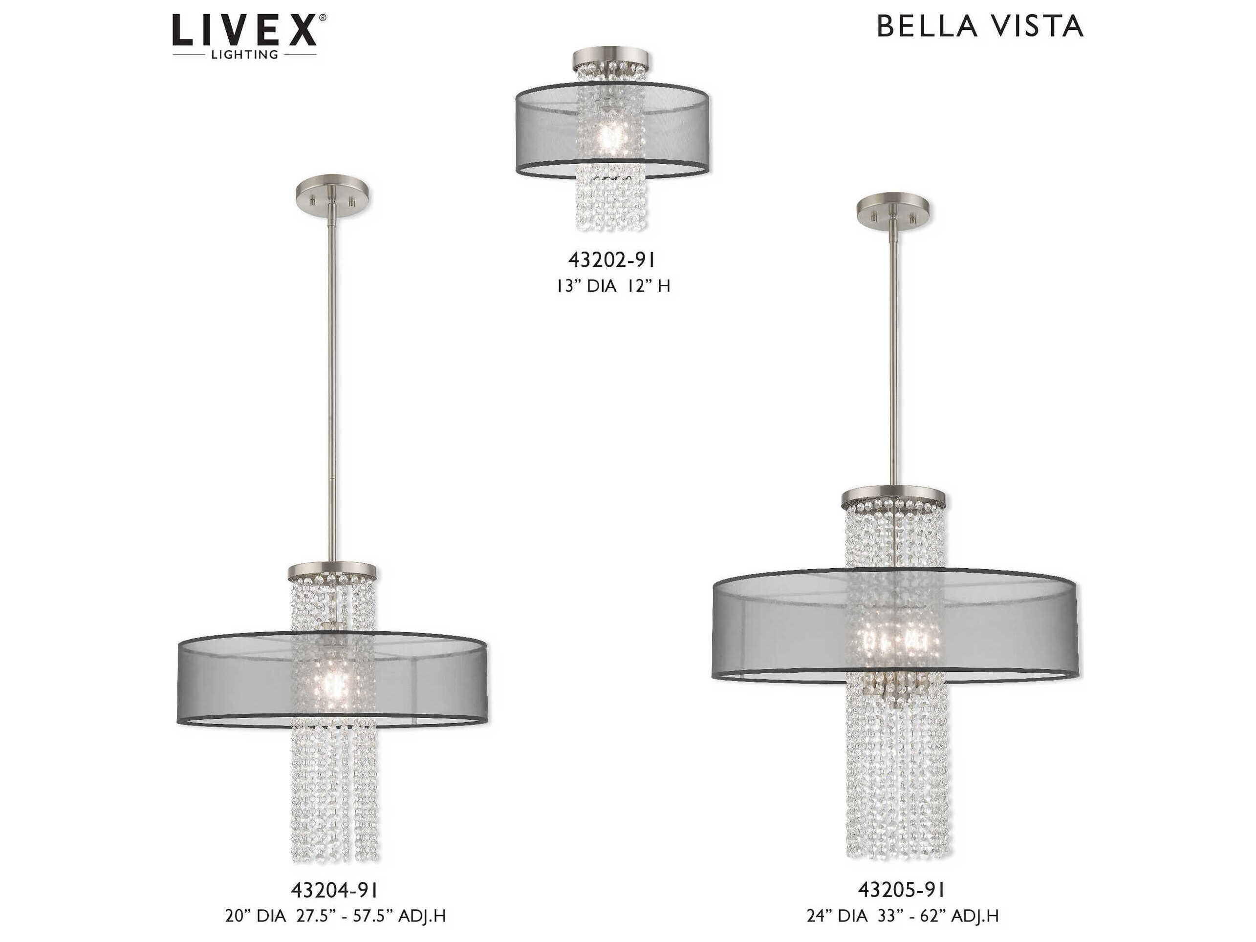Livex Lighting Bella Vista 4-Light Brushed Nickel Crystal Chandelier