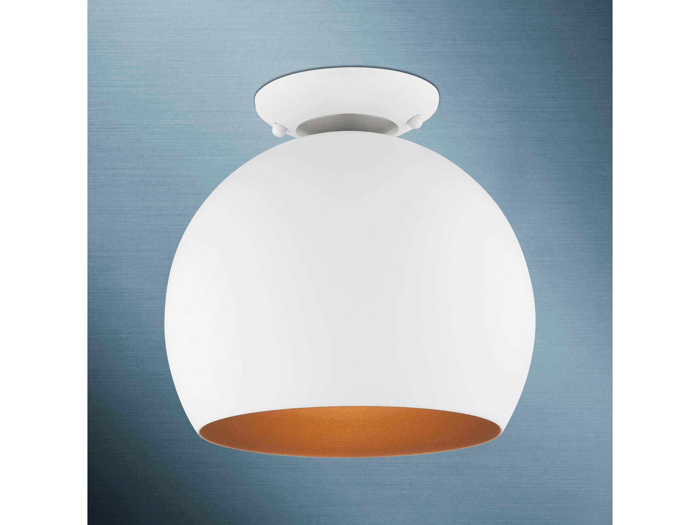 Livex Lighting Piedmont 1-Light White Brushed Nickel Dome Geometric Semi Flush Mount