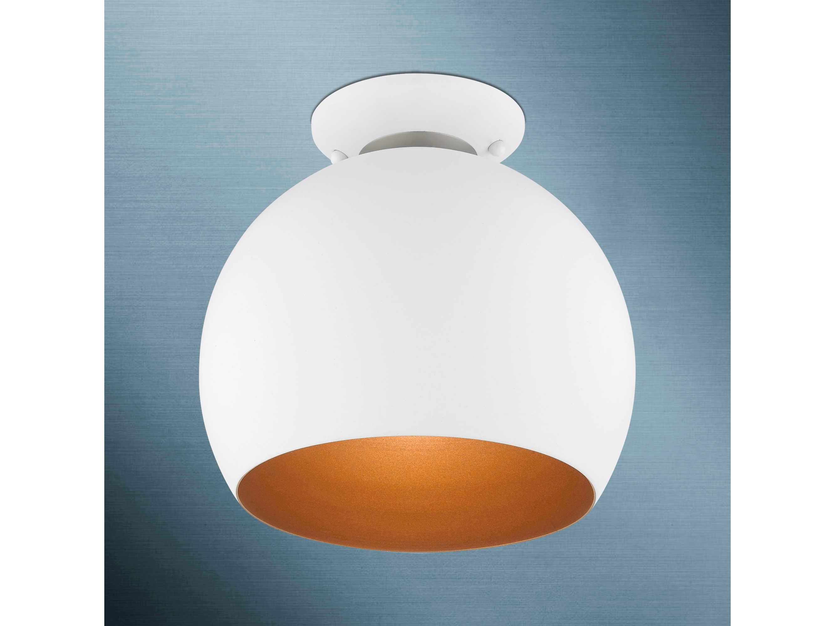 Livex Lighting Piedmont 1-Light White Brushed Nickel Dome Geometric Semi Flush Mount