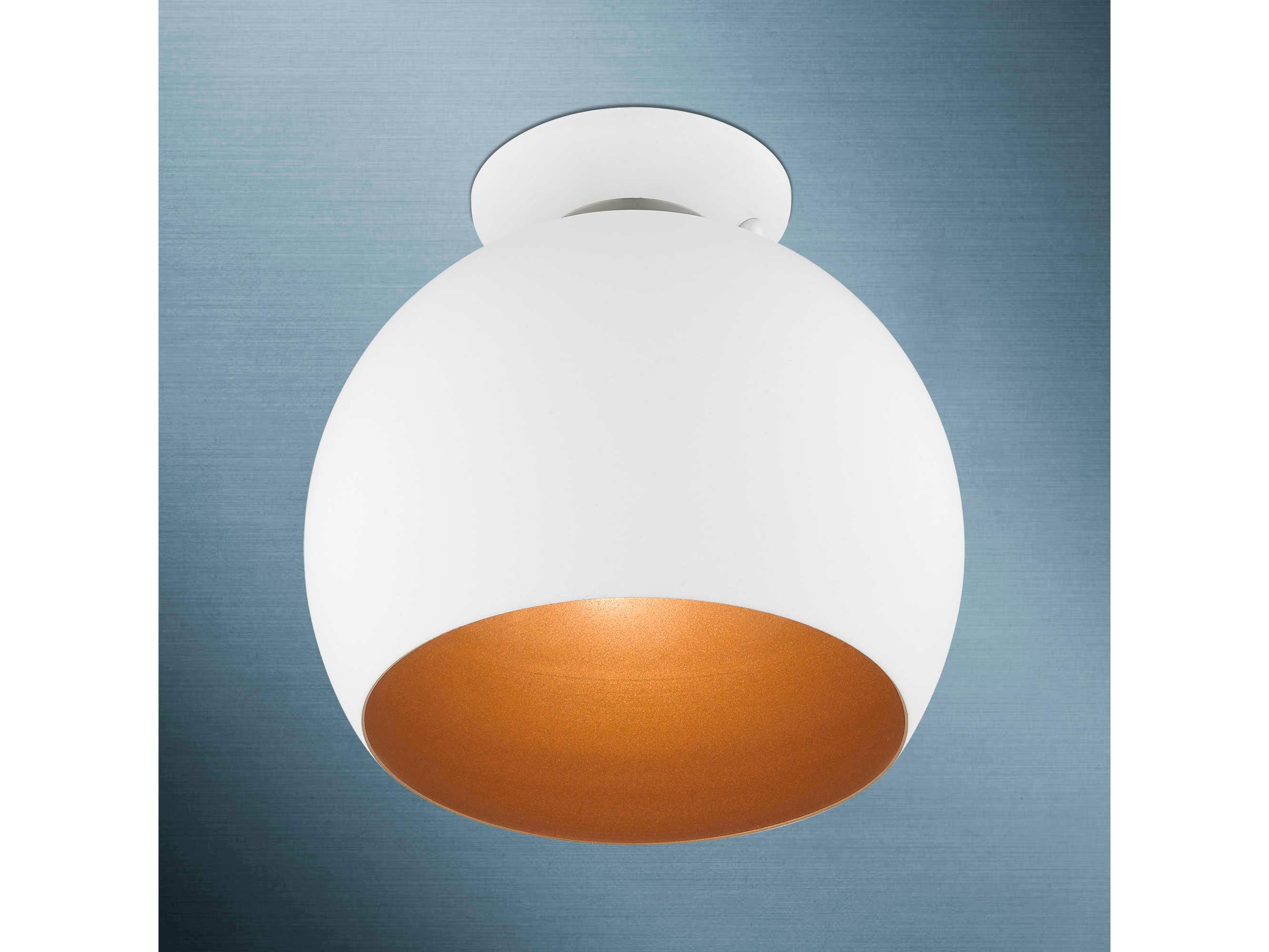 Livex Lighting Piedmont 1-Light White Brushed Nickel Dome Geometric Semi Flush Mount