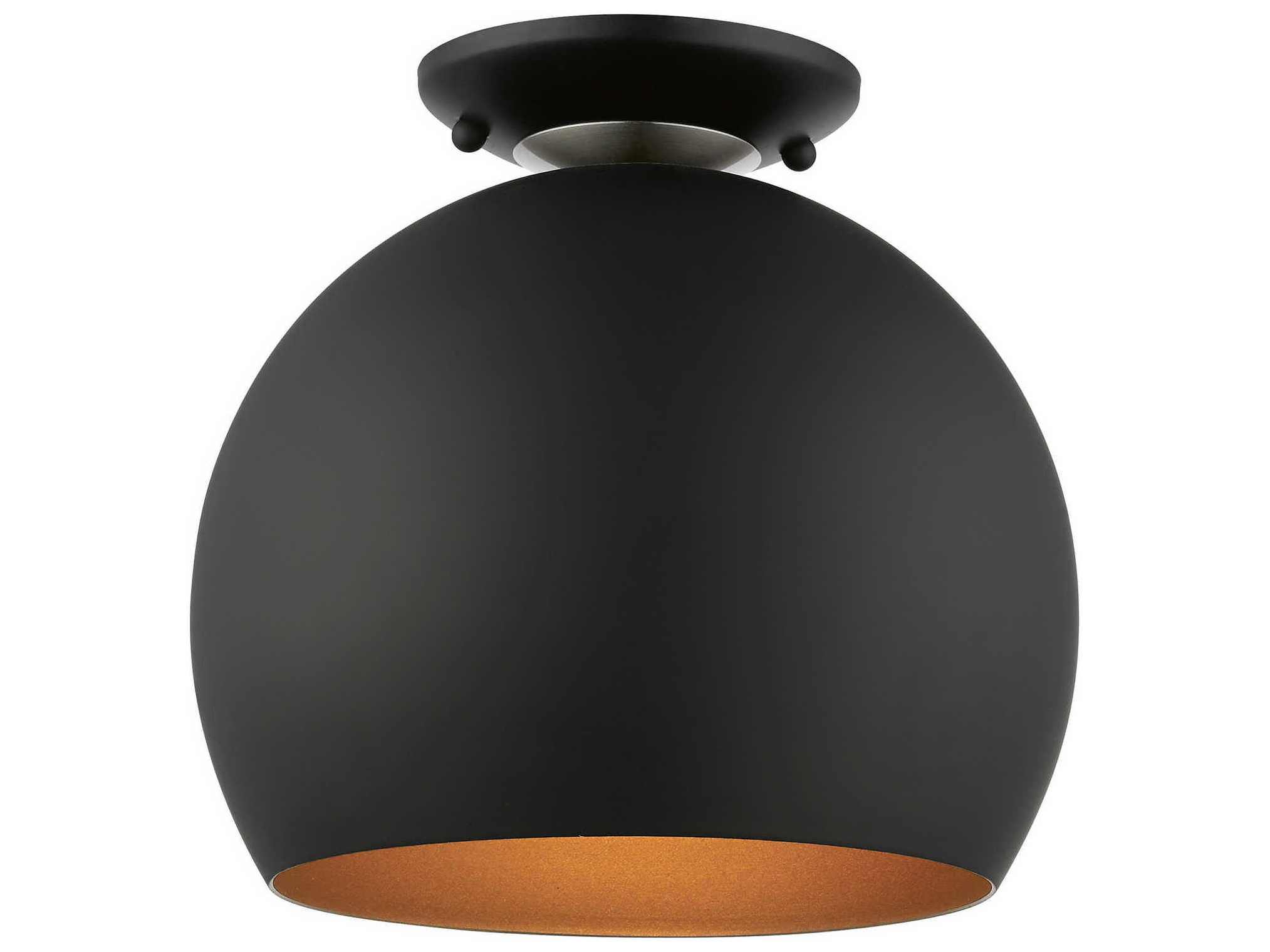 Livex Lighting Piedmont 1-Light Black Brushed Nickel Dome Geometric Semi Flush Mount