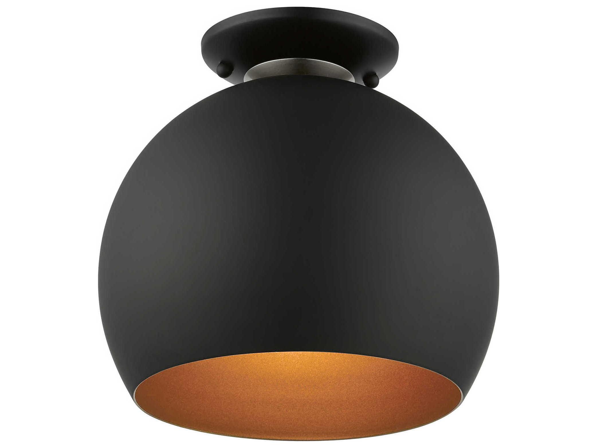 Livex Lighting Piedmont 1-Light Black Brushed Nickel Dome Geometric Semi Flush Mount