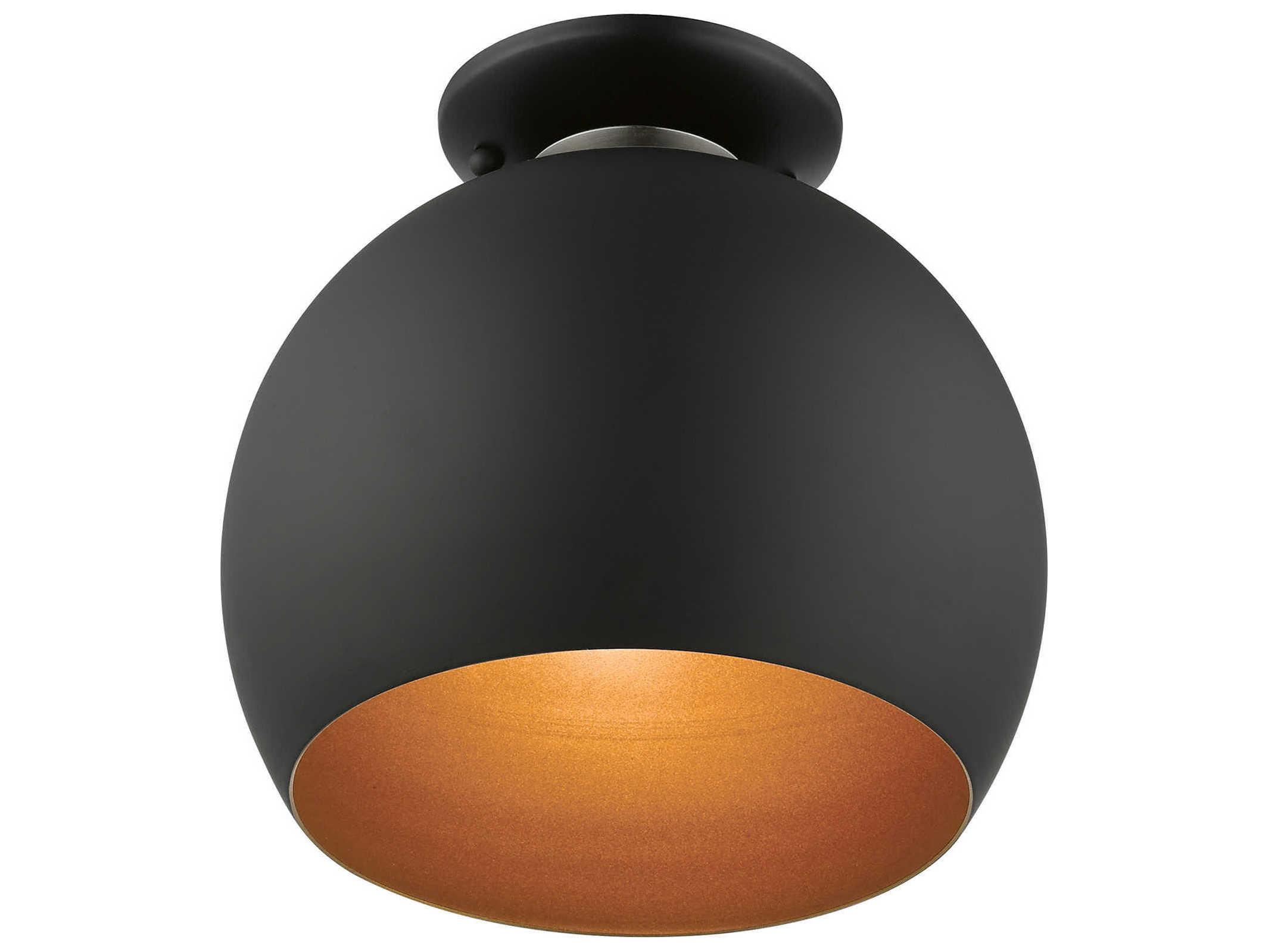 Livex Lighting Piedmont 1-Light Black Brushed Nickel Dome Geometric Semi Flush Mount