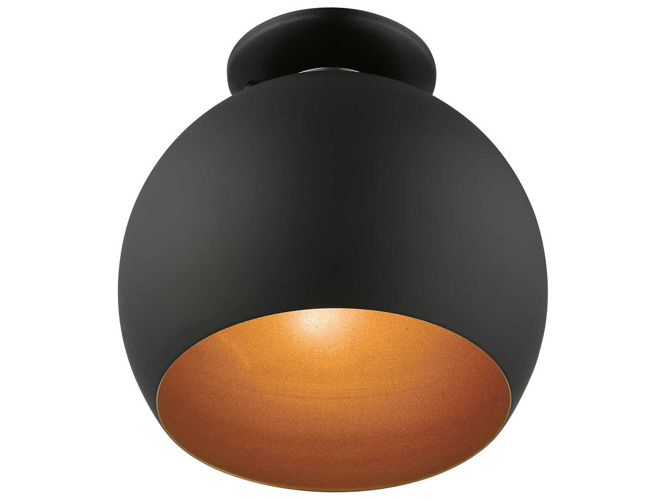Livex Lighting Piedmont 1-Light Black Brushed Nickel Dome Geometric Semi Flush Mount