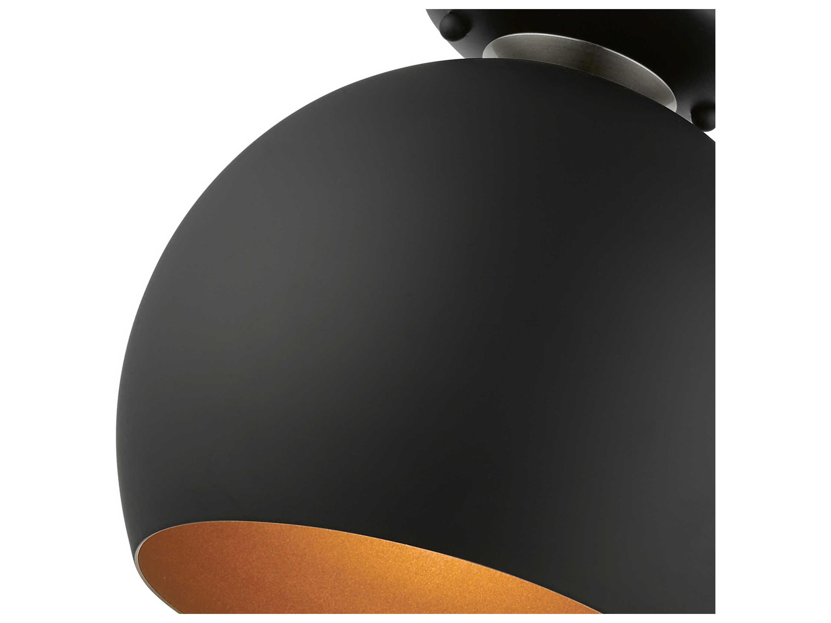 Livex Lighting Piedmont 1-Light Black Brushed Nickel Dome Geometric Semi Flush Mount