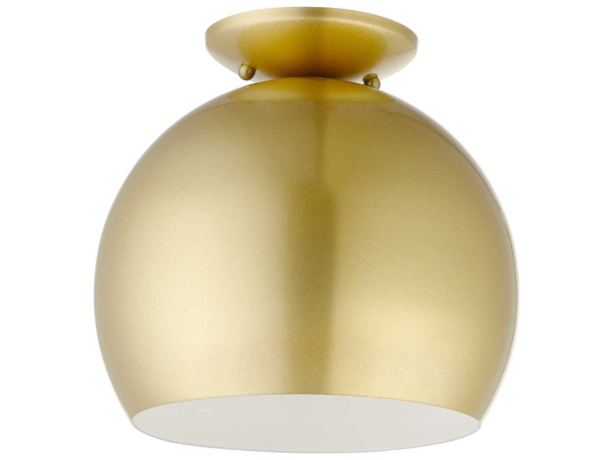 Livex Lighting Piedmont 1-Light Soft Gold White Dome Geometric Semi Flush Mount