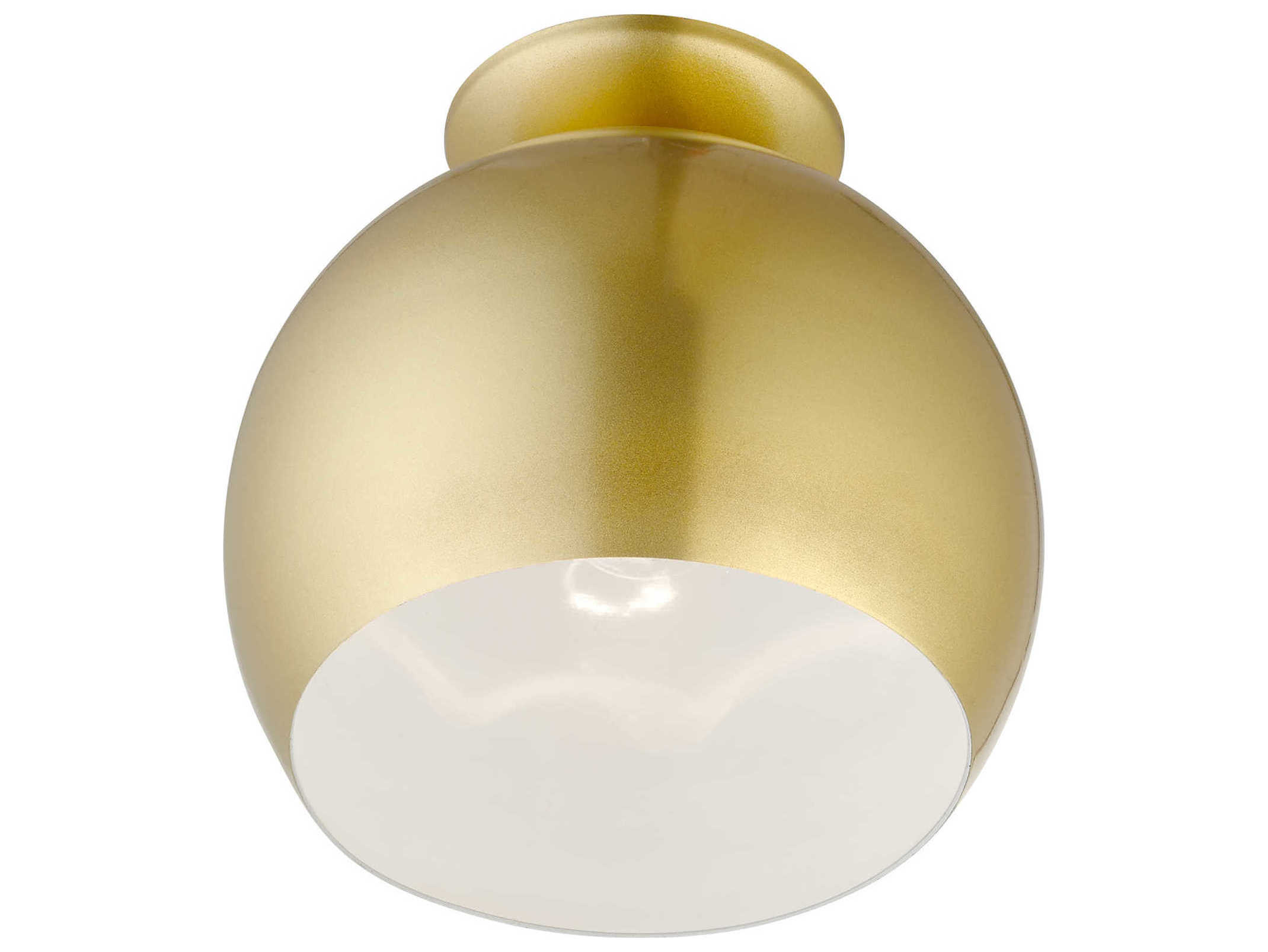 Livex Lighting Piedmont 1-Light Soft Gold White Dome Geometric Semi Flush Mount