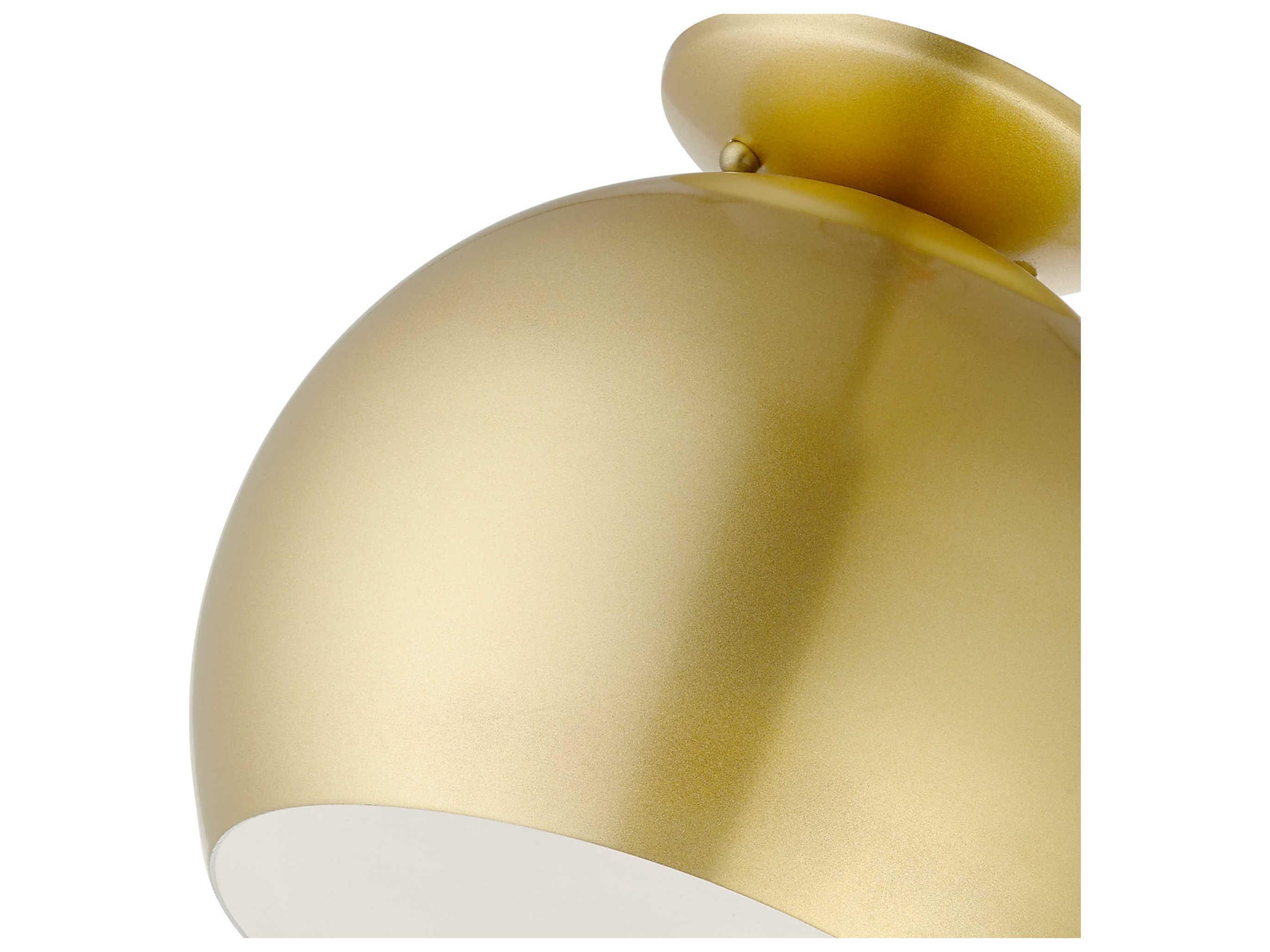 Livex Lighting Piedmont 1-Light Soft Gold White Dome Geometric Semi Flush Mount