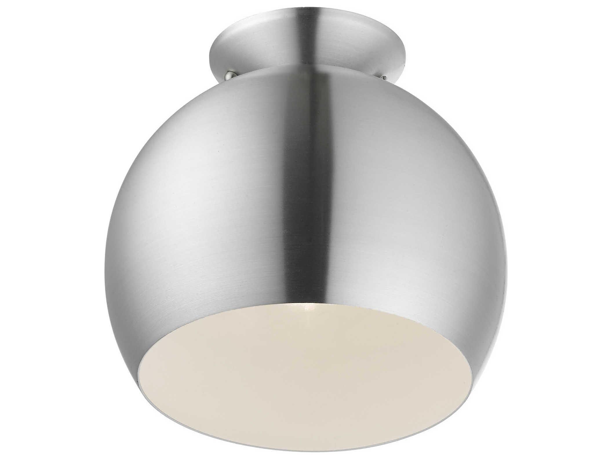 Livex Lighting Piedmont 1-Light Brushed Aluminum Silver Dome Geometric Semi Flush Mount