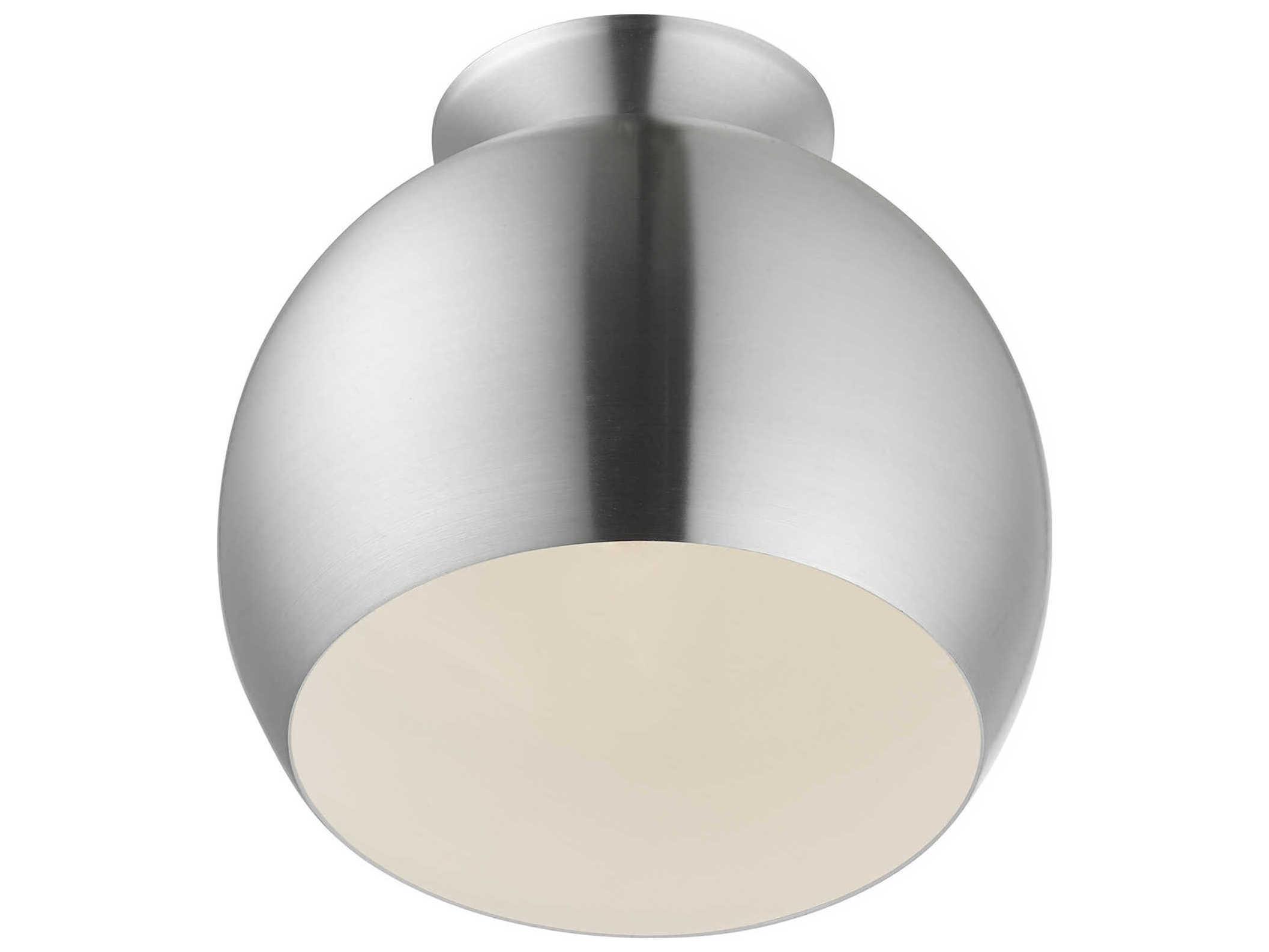 Livex Lighting Piedmont 1-Light Brushed Aluminum Silver Dome Geometric Semi Flush Mount