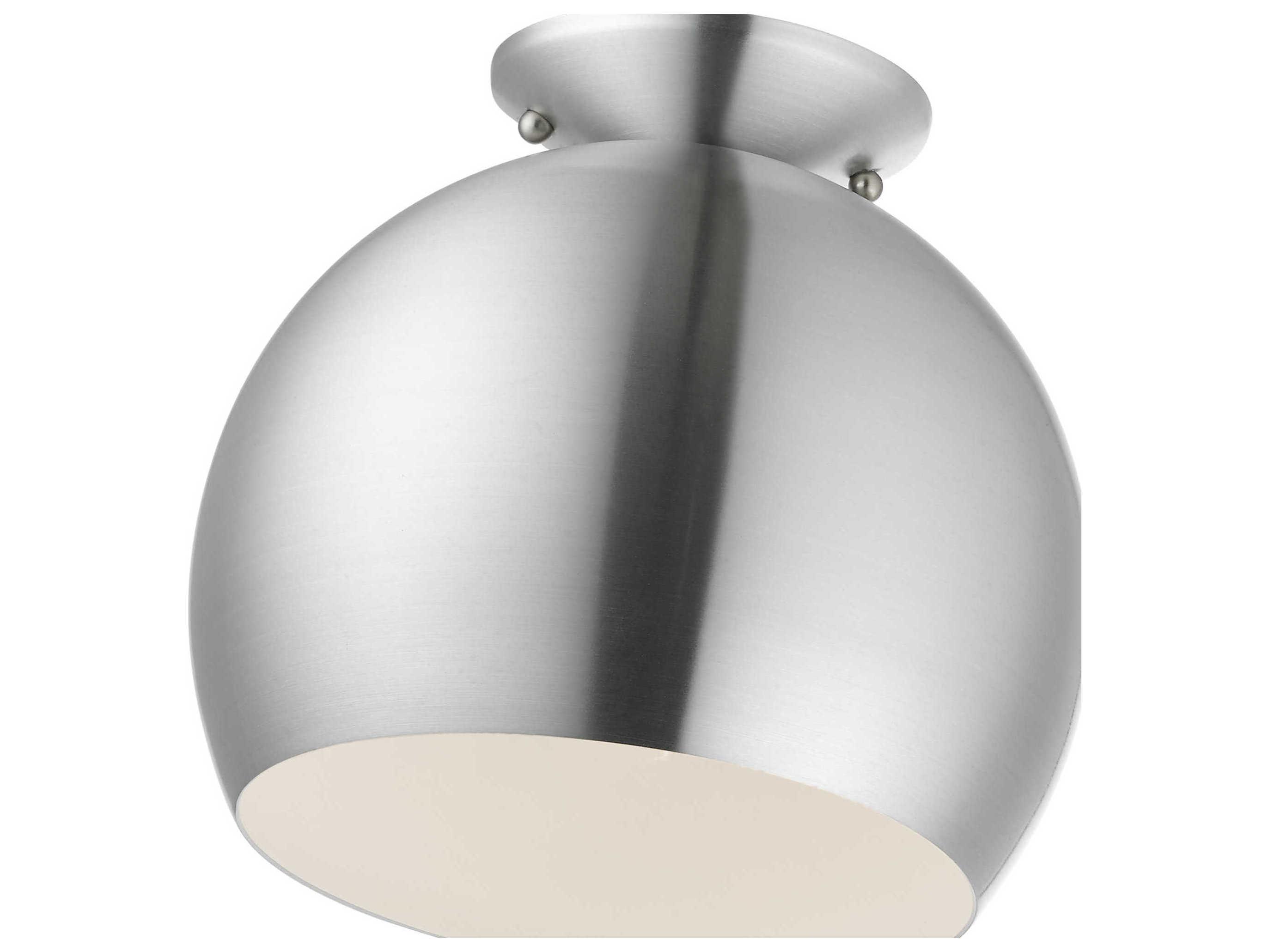 Livex Lighting Piedmont 1-Light Brushed Aluminum Silver Dome Geometric Semi Flush Mount