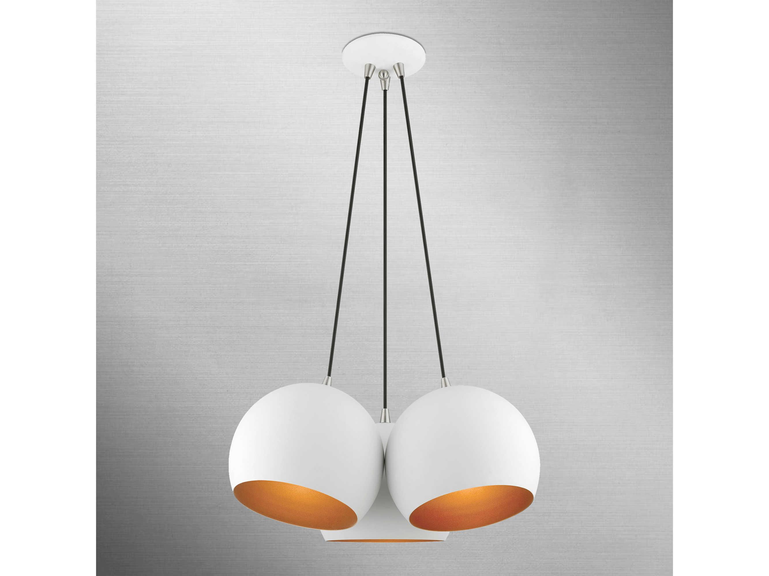 Livex Lighting Piedmont 3-Light White Brushed Nickel Dome Geometric Pendant