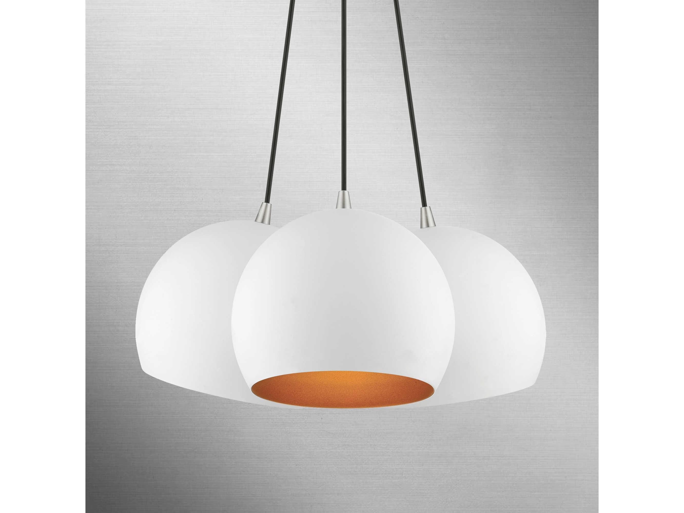 Livex Lighting Piedmont 3-Light White Brushed Nickel Dome Geometric Pendant