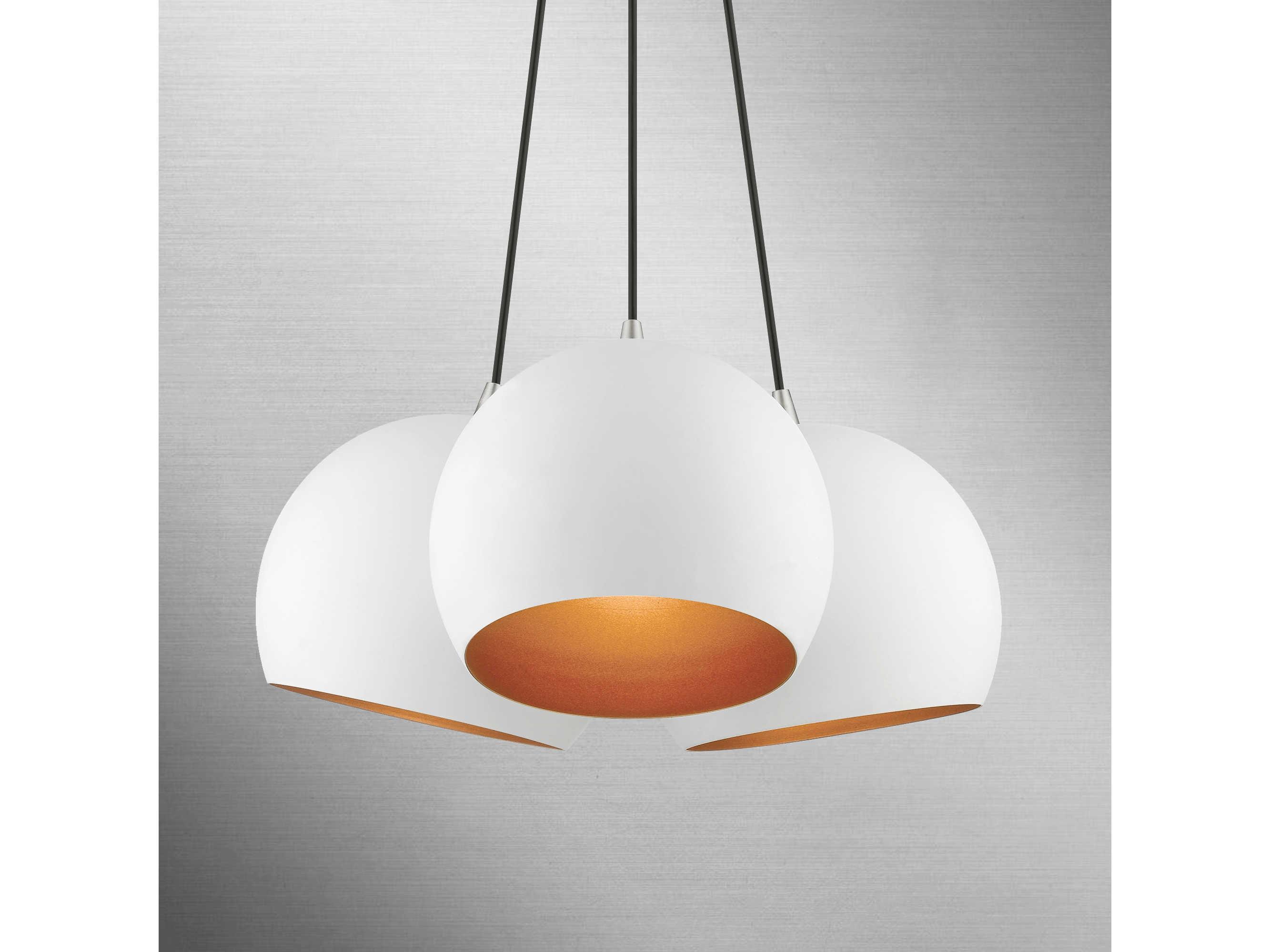 Livex Lighting Piedmont 3-Light White Brushed Nickel Dome Geometric Pendant