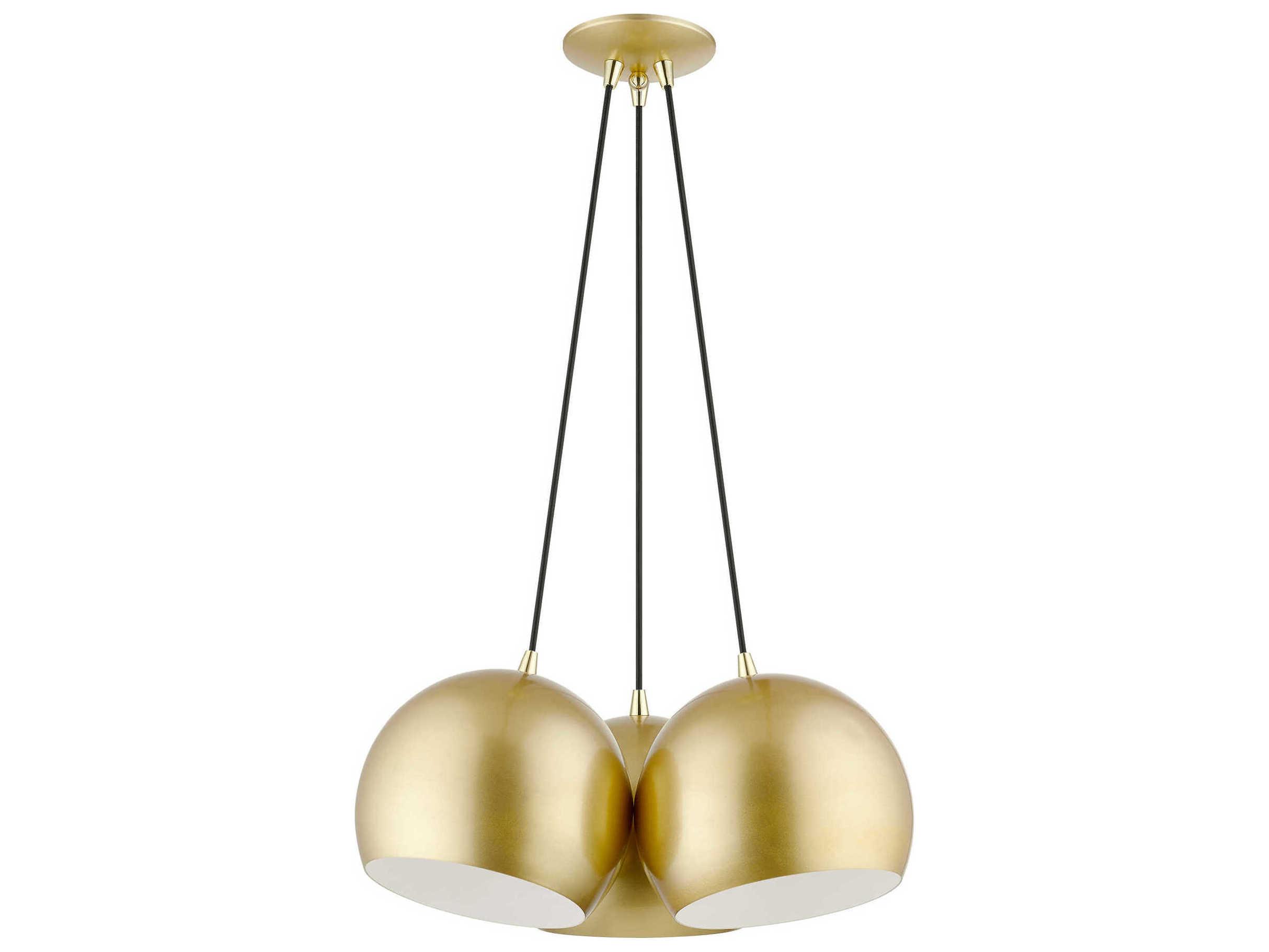 Livex Lighting Piedmont 3-Light Soft Gold Polished Brass Dome Geometric Pendant