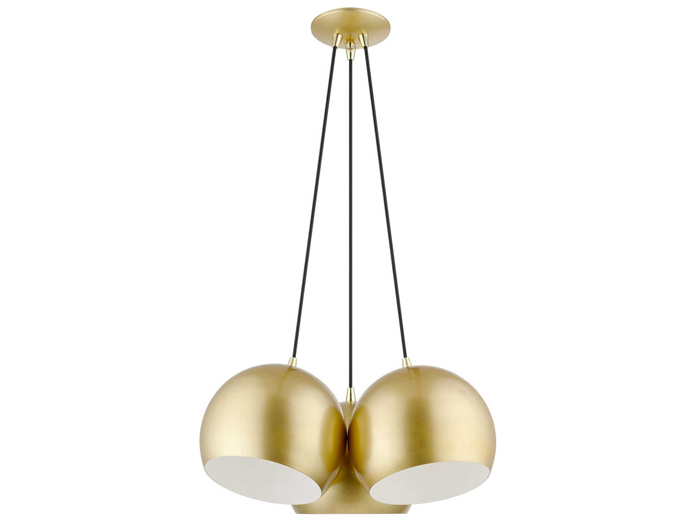Livex Lighting Piedmont 3-Light Soft Gold Polished Brass Dome Geometric Pendant