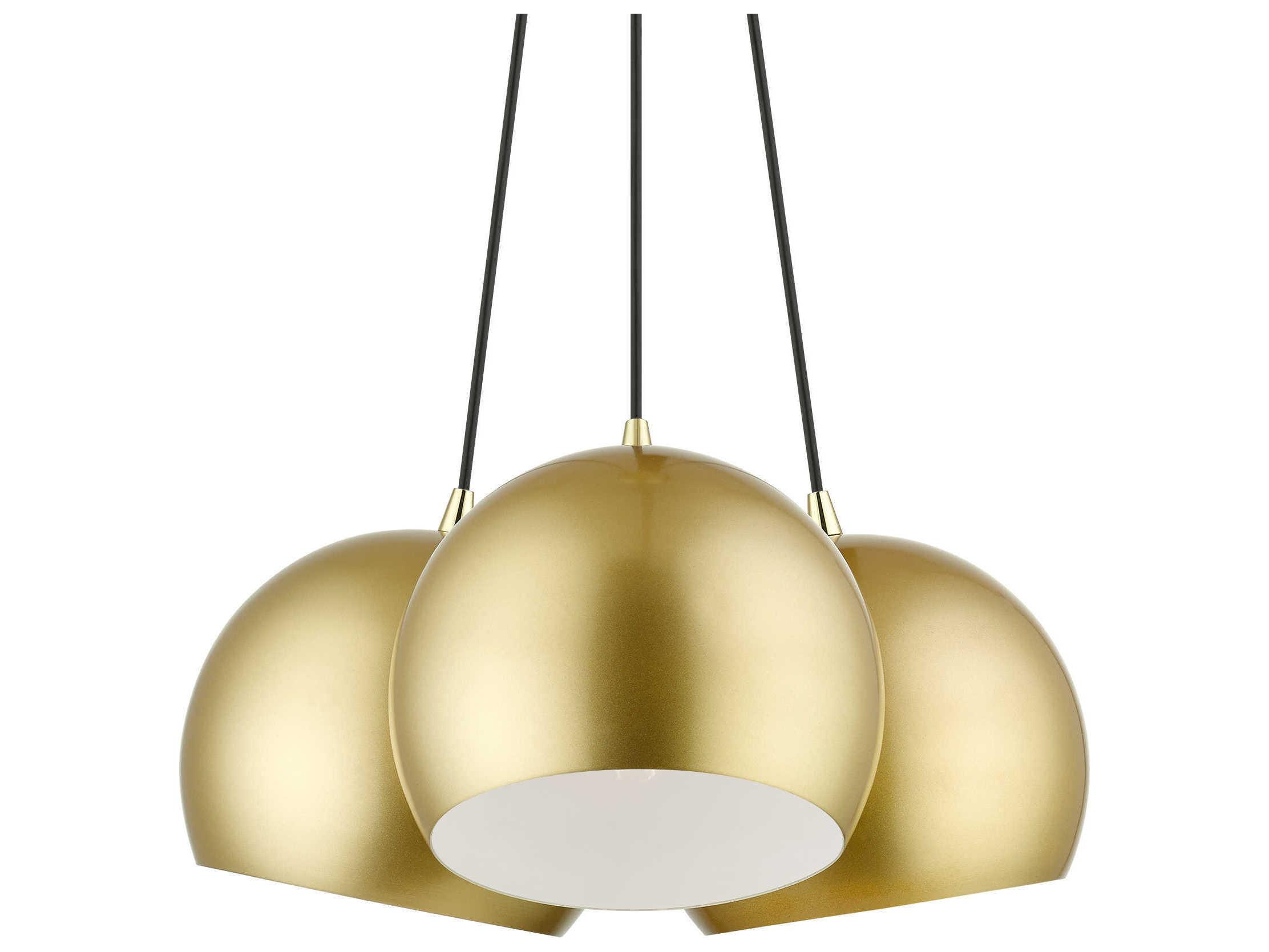 Livex Lighting Piedmont 3-Light Soft Gold Polished Brass Dome Geometric Pendant