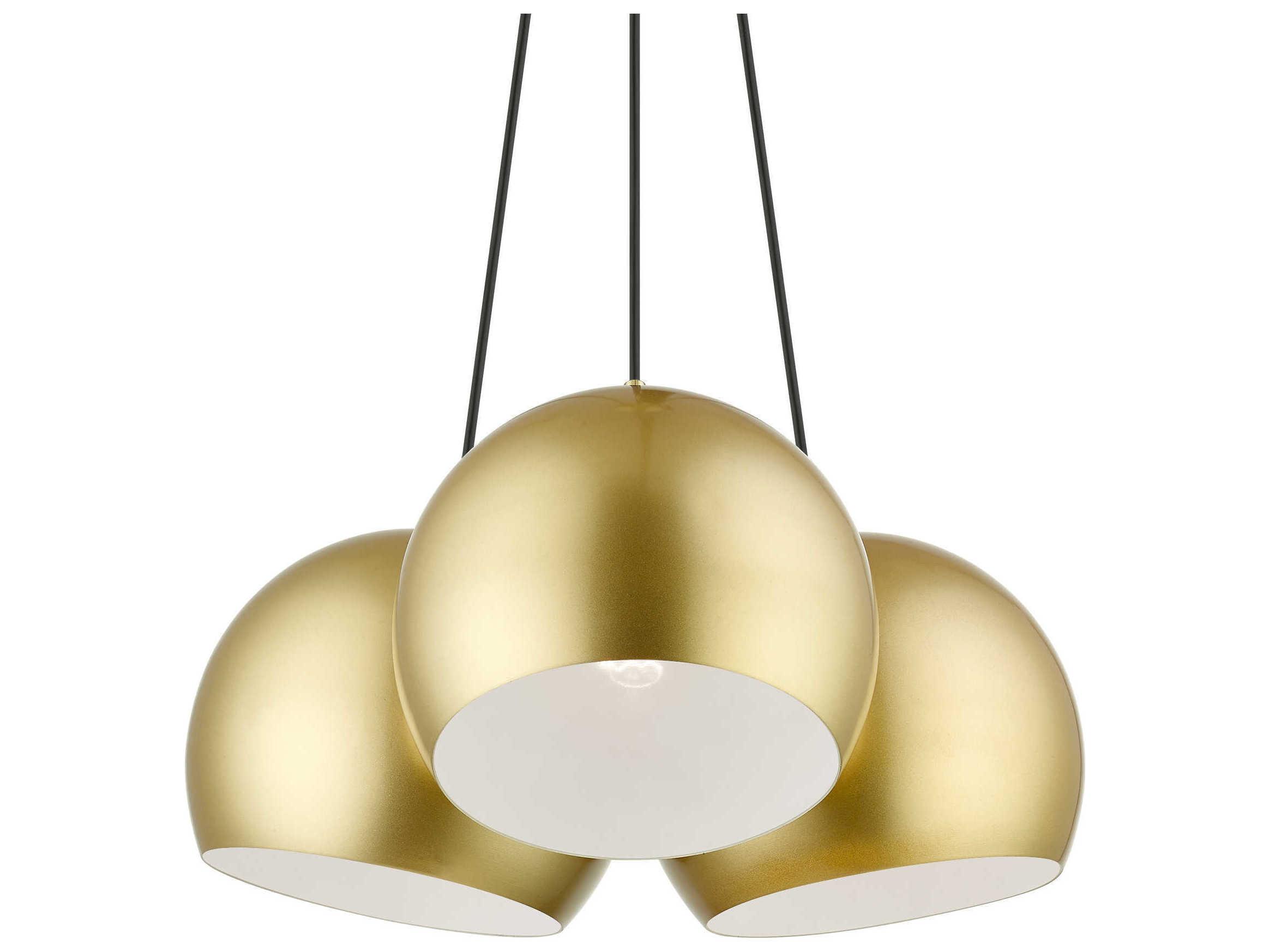 Livex Lighting Piedmont 3-Light Soft Gold Polished Brass Dome Geometric Pendant