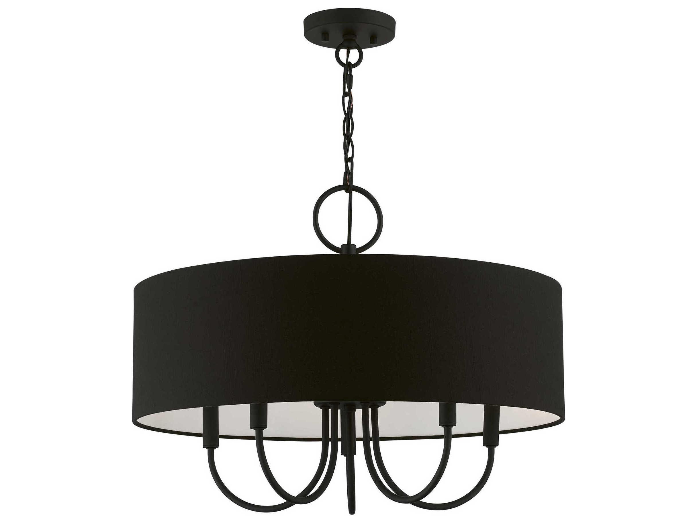 Livex Lighting Birchwood 5-Light Black Candelabra Drum Chandelier