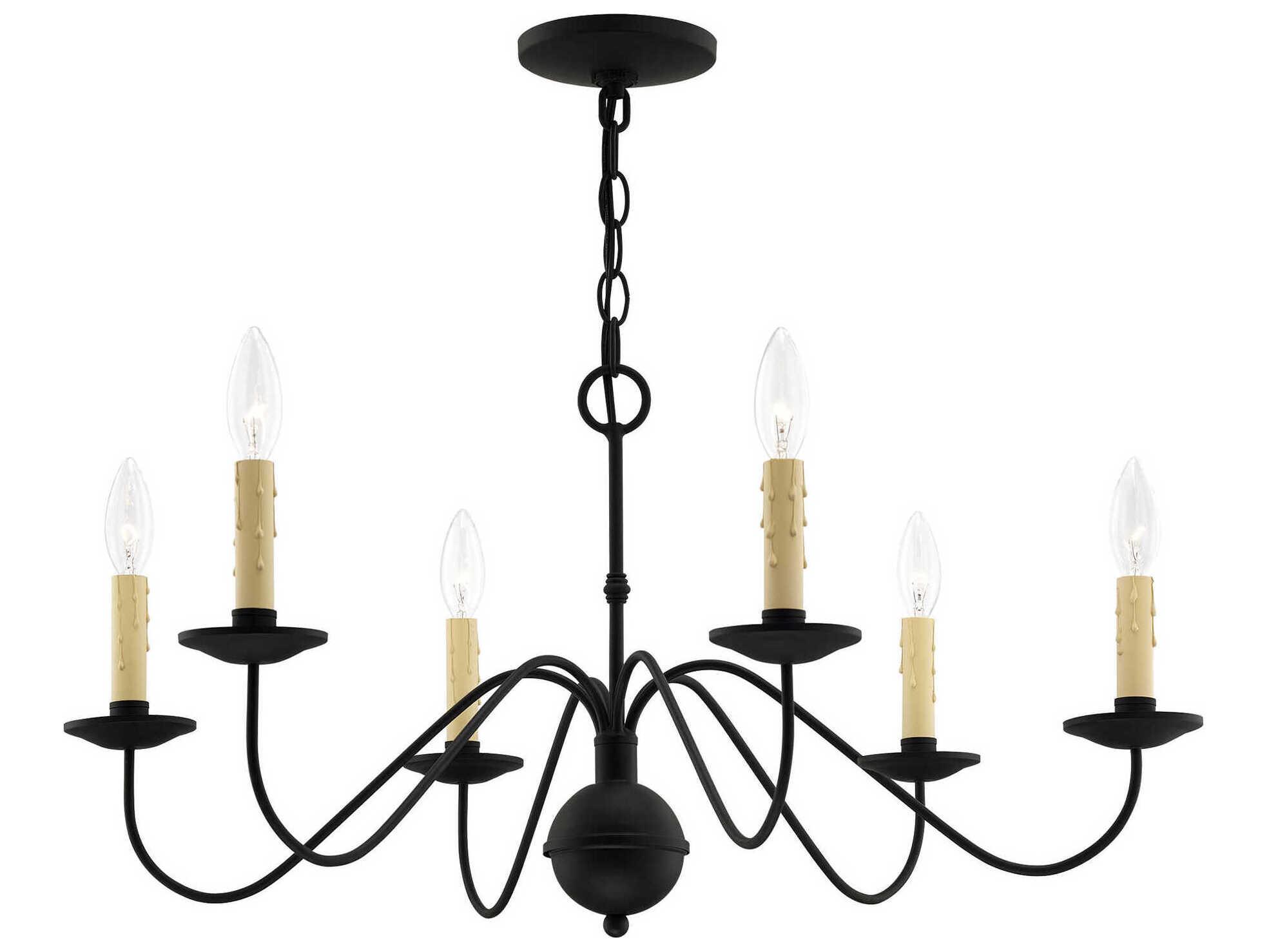 Livex Lighting Heritage 6-Light Black Candelabra Chandelier