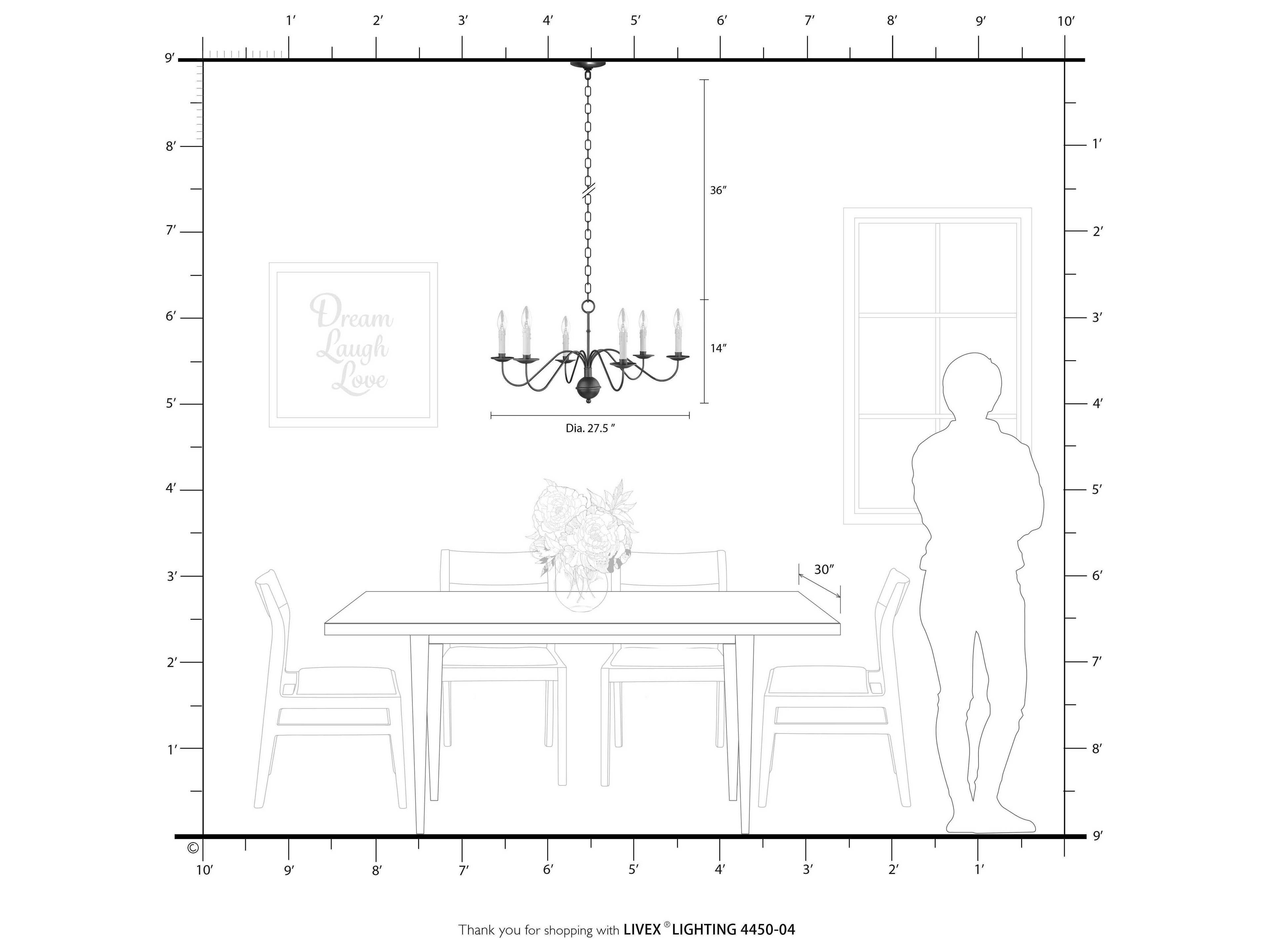 Livex Lighting Heritage 6-Light Black Candelabra Chandelier