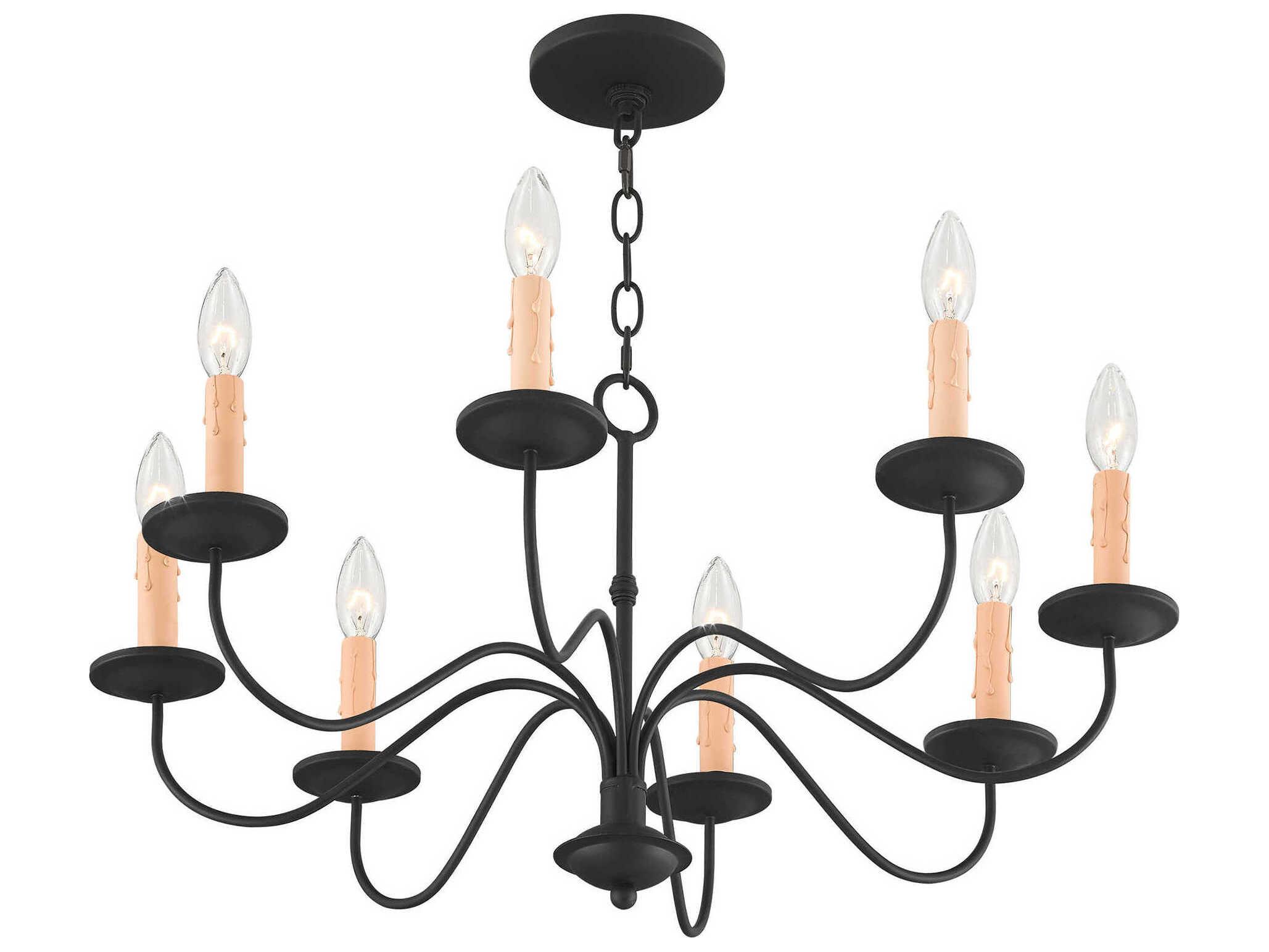 Livex Lighting Heritage 8-Light Black Candelabra Tiered Chandelier