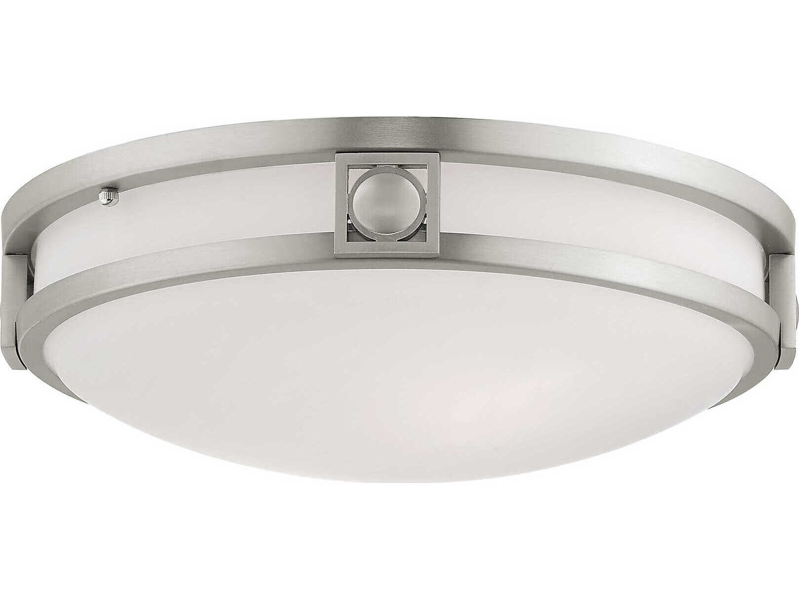 Livex Lighting Titania 2-Light Brushed Nickel Glass Bowl Flush Mount
