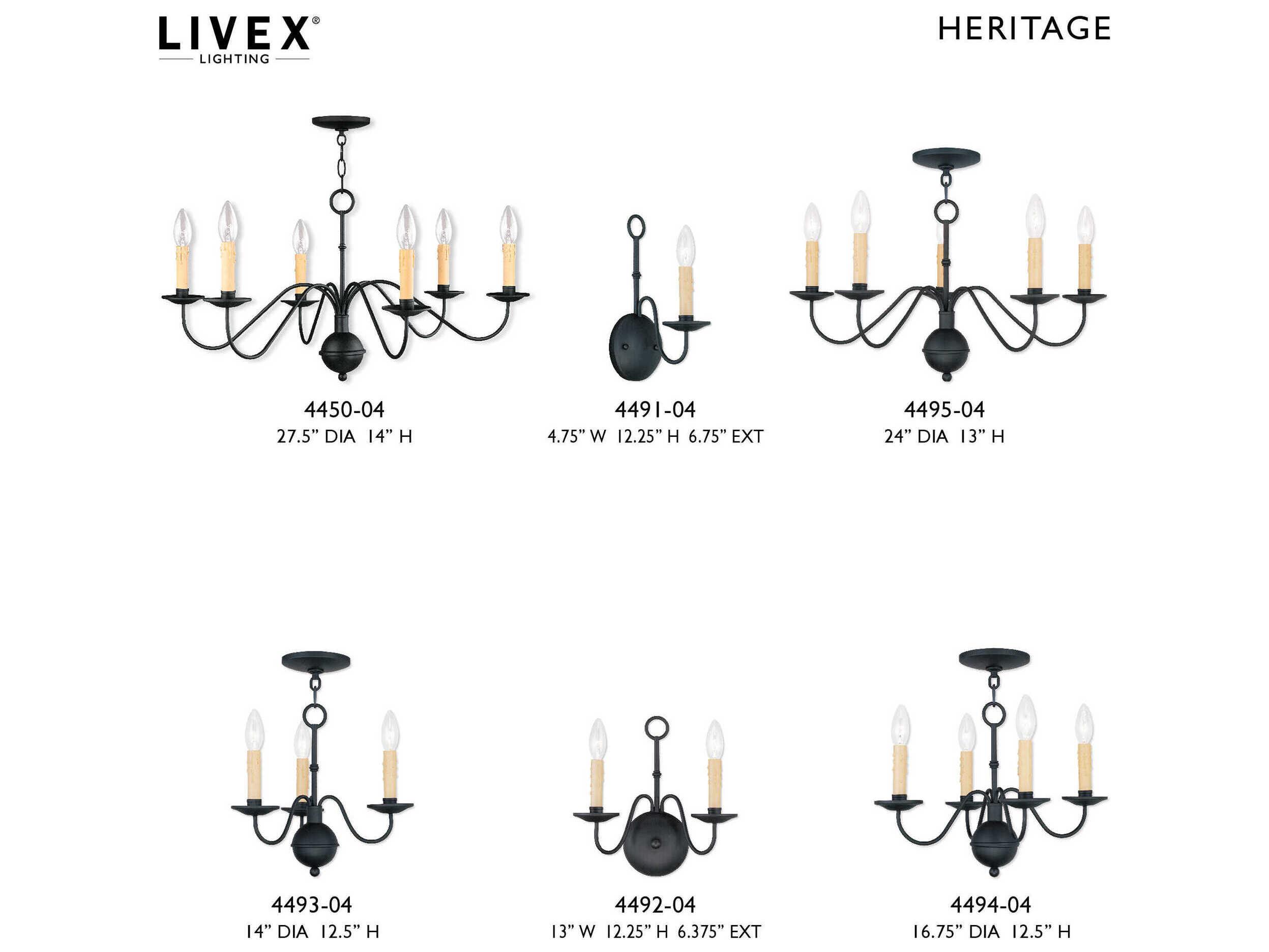 Livex Lighting Heritage 5-Light Black Candelabra Chandelier