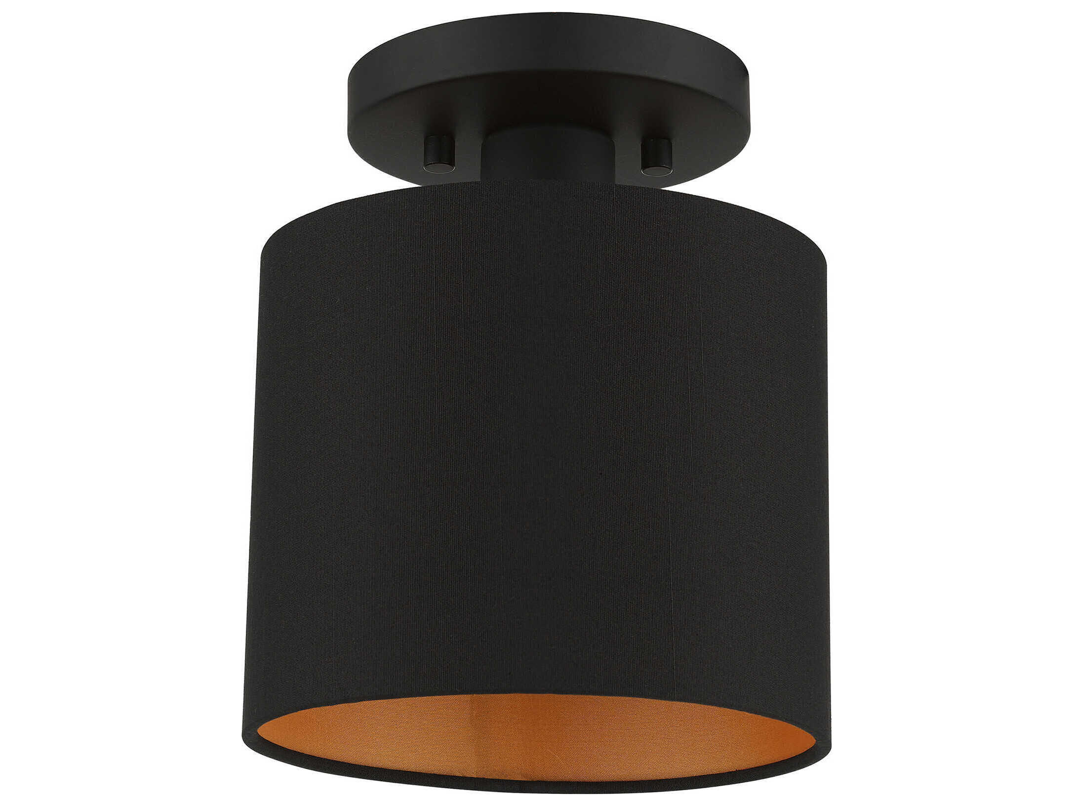 Livex Lighting Sentosa 1-Light Black Drum Semi Flush Mount
