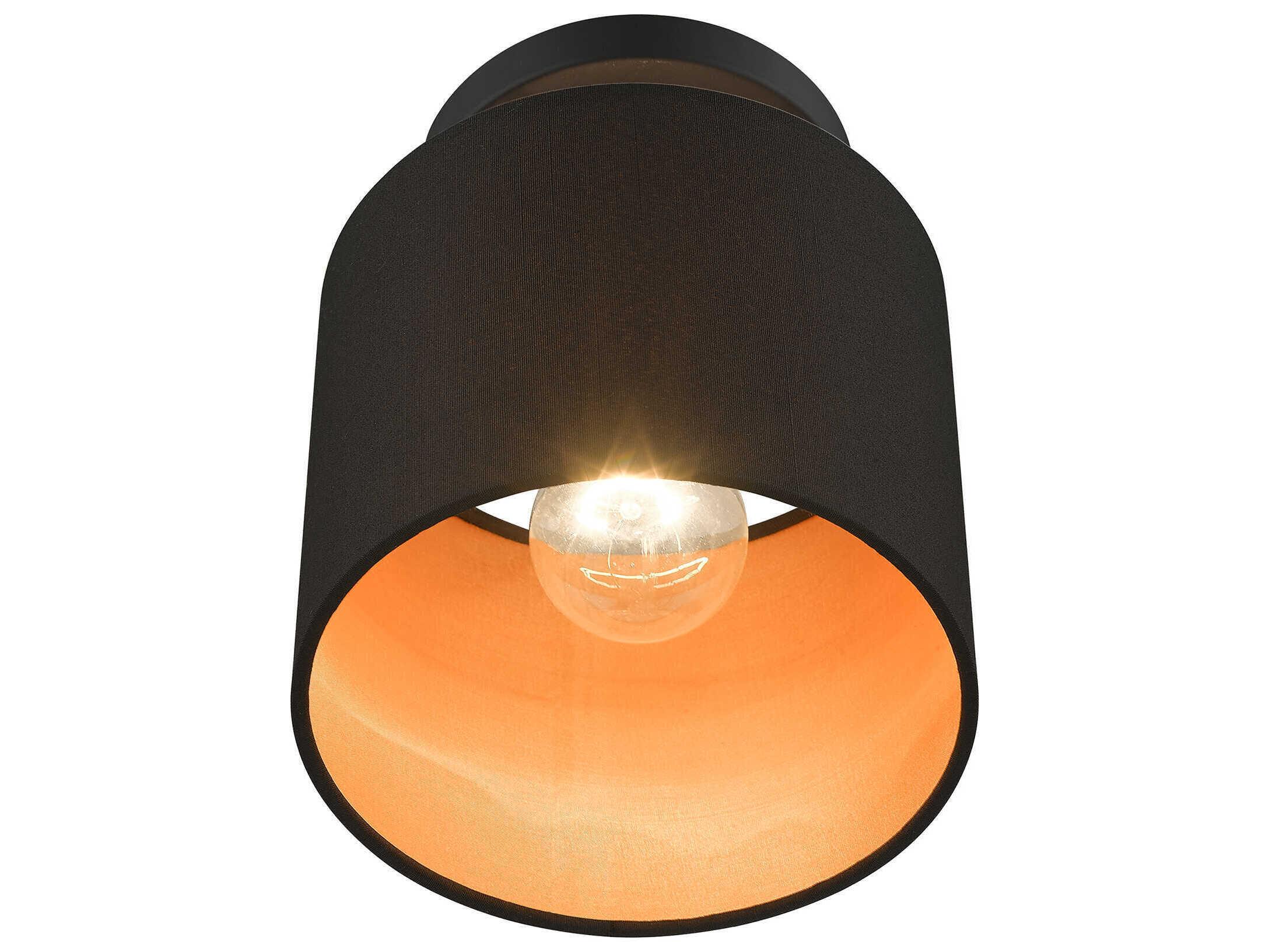 Livex Lighting Sentosa 1-Light Black Drum Semi Flush Mount