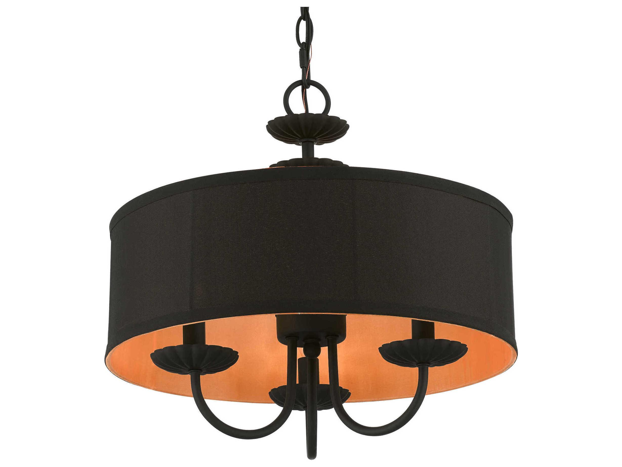 Livex Lighting Winchester 3-Light Black Candelabra Drum Chandelier