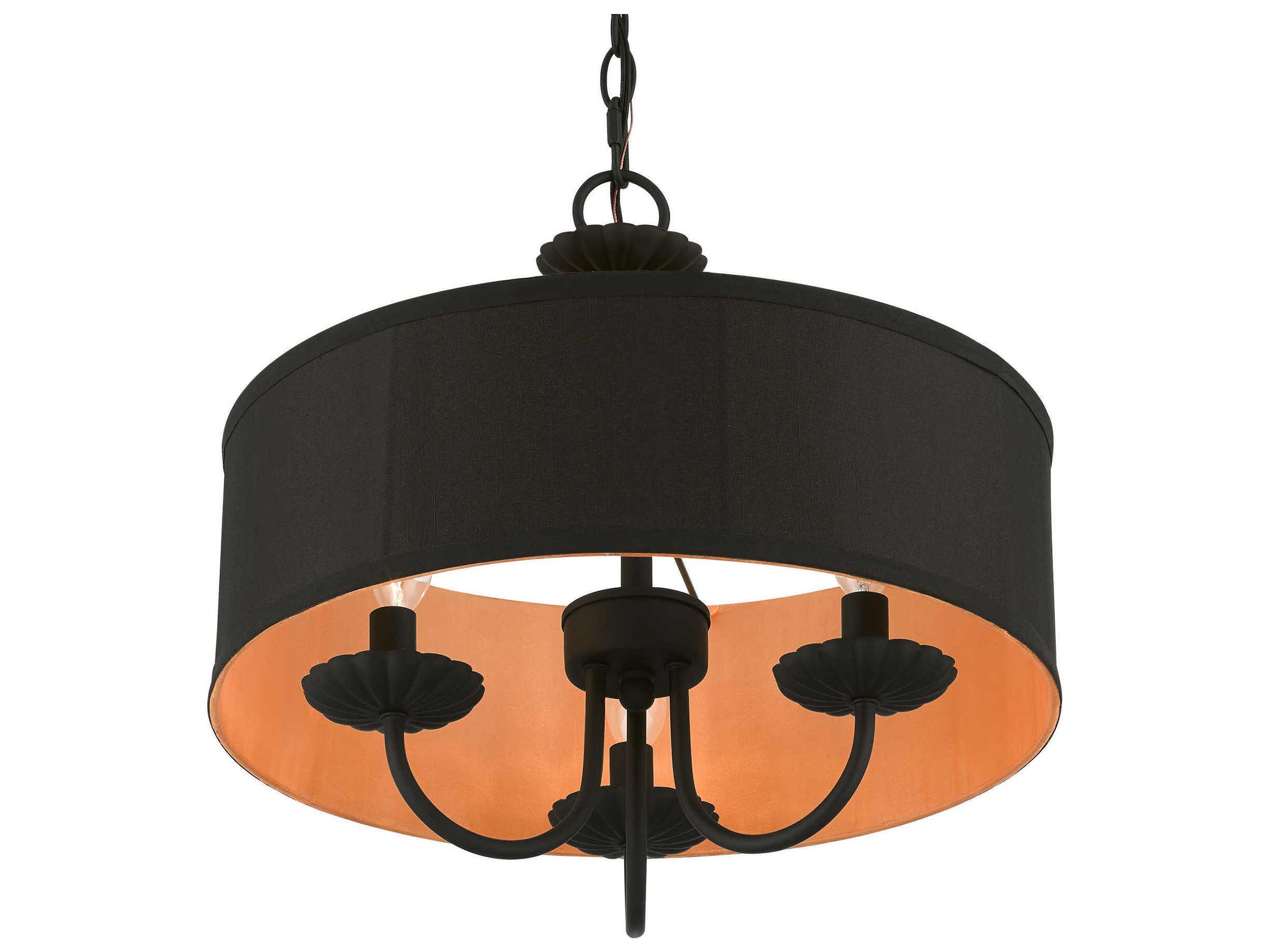 Livex Lighting Winchester 3-Light Black Candelabra Drum Chandelier