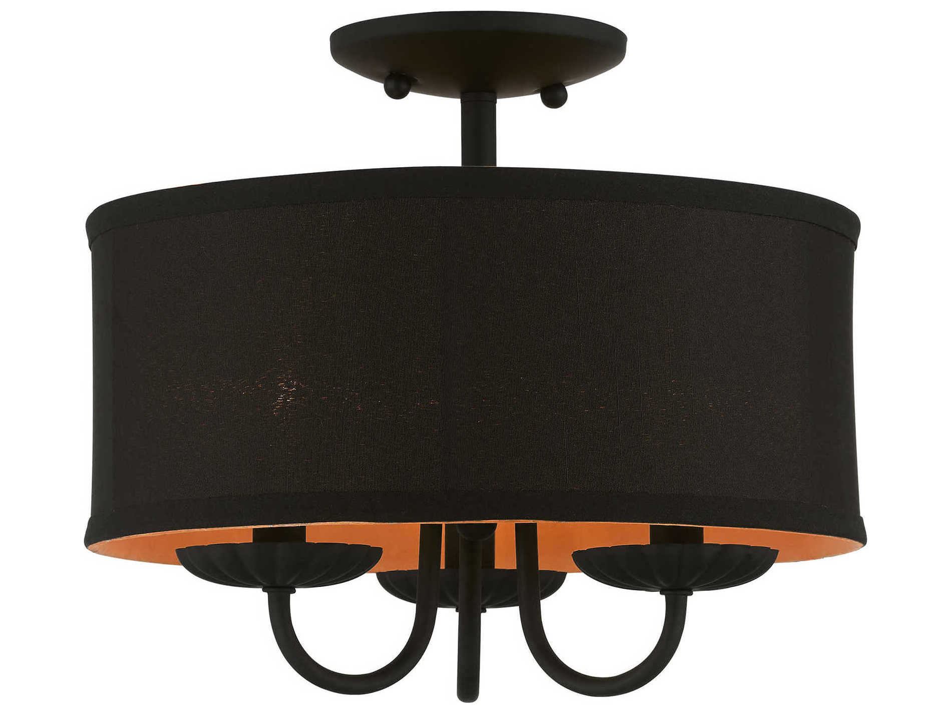 Livex Lighting Winchester 3-Light Black Drum Semi Flush Mount