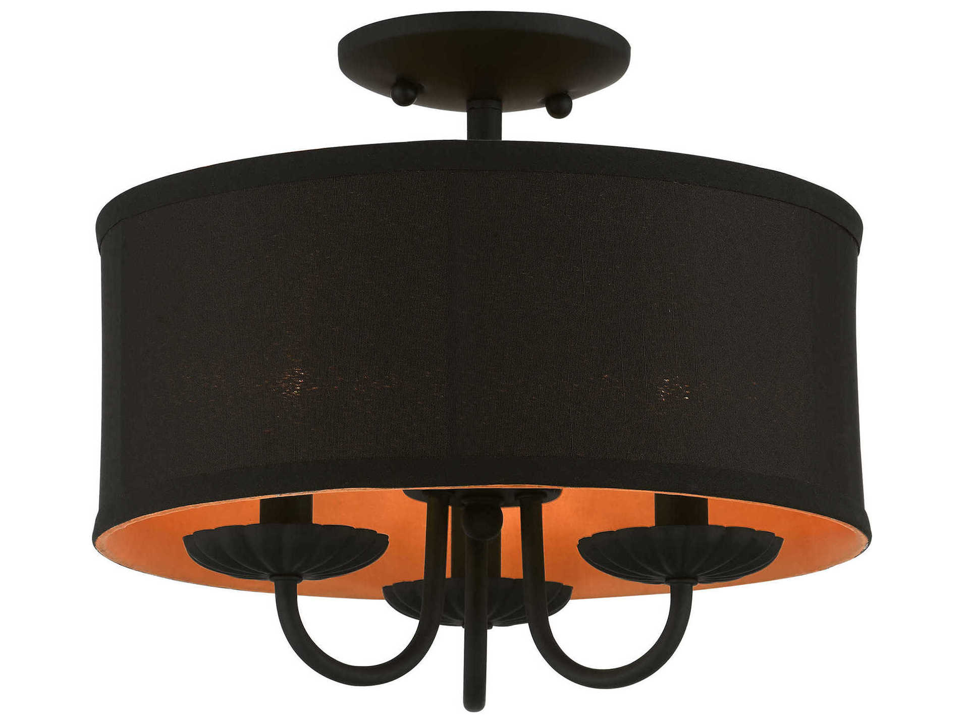 Livex Lighting Winchester 3-Light Black Drum Semi Flush Mount