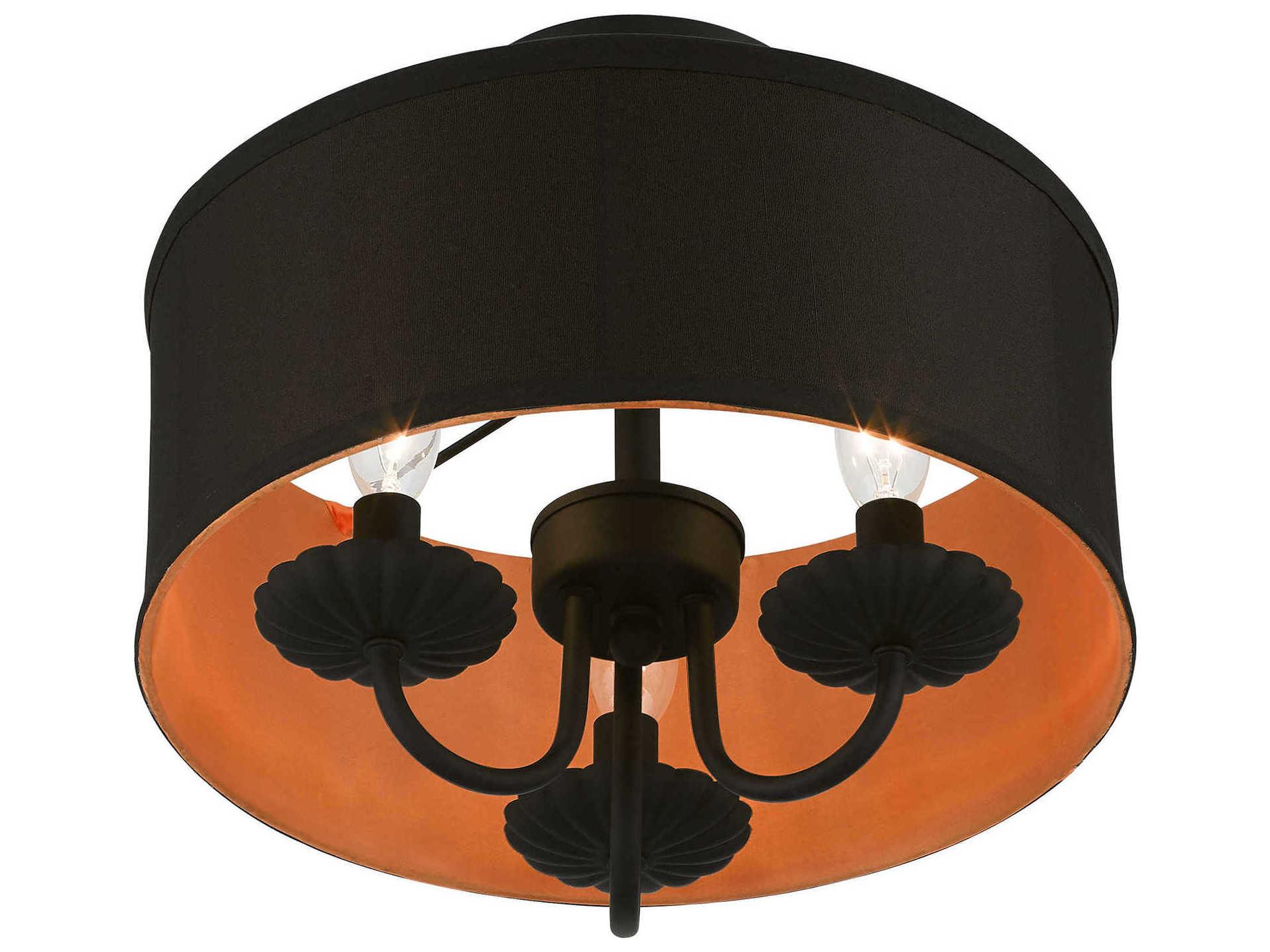 Livex Lighting Winchester 3-Light Black Drum Semi Flush Mount