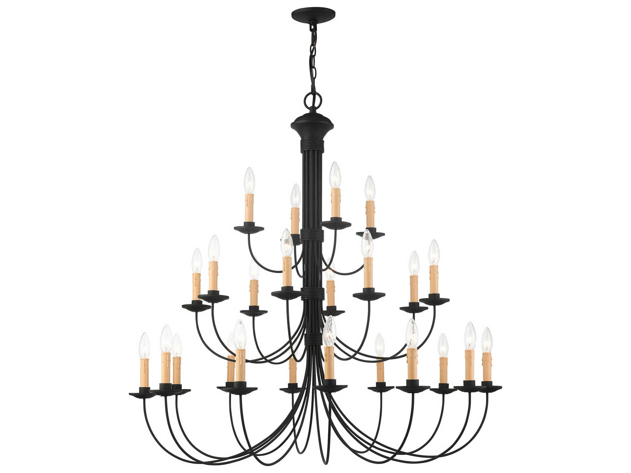 Livex Lighting Heritage 24-Light Black Candelabra Tiered Chandelier